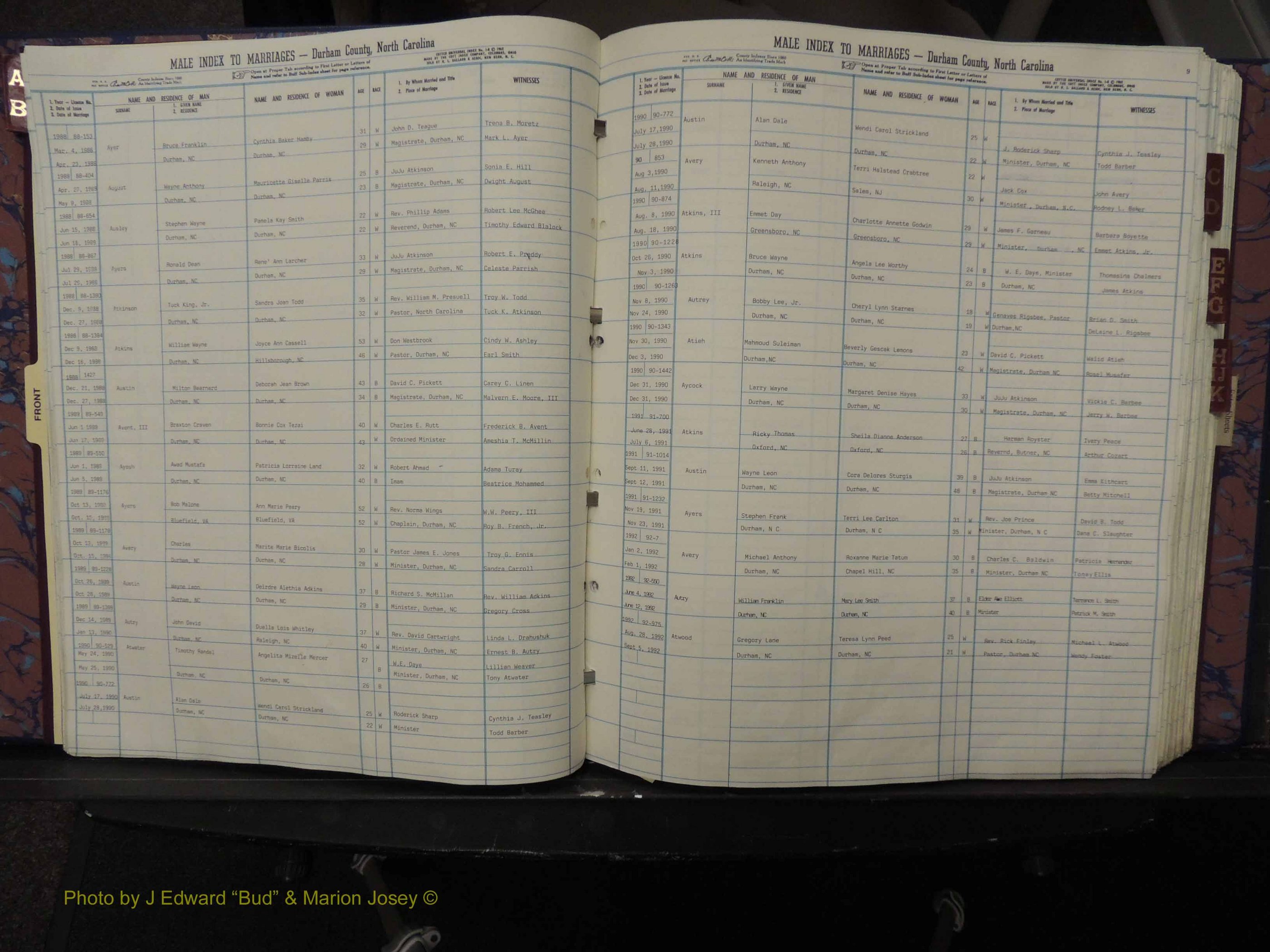 Durham Co, NC, Marriages, Male Index, A-K, 1986-1992 (115).JPG