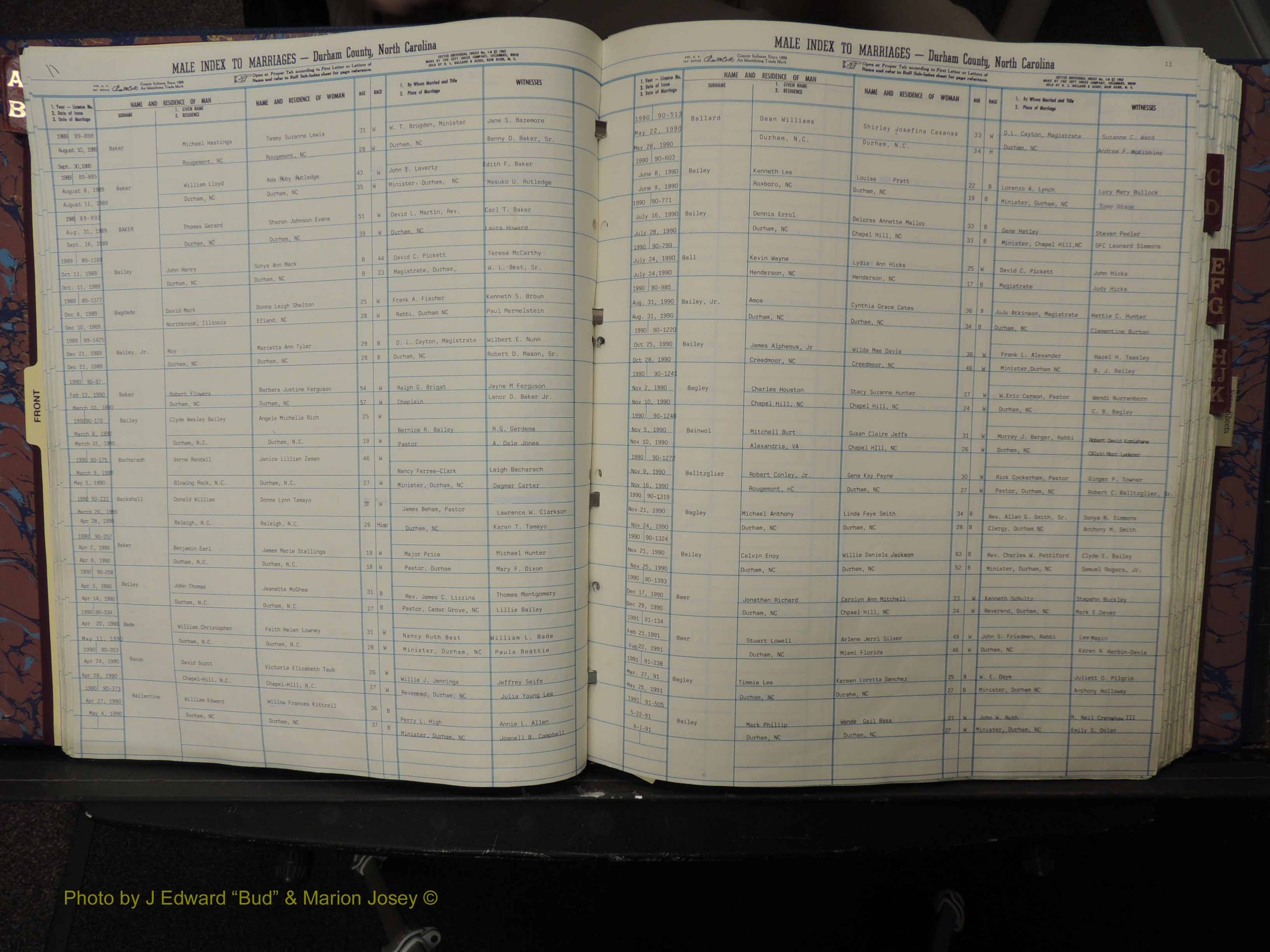 Durham Co, NC, Marriages, Male Index, A-K, 1986-1992 (118).JPG