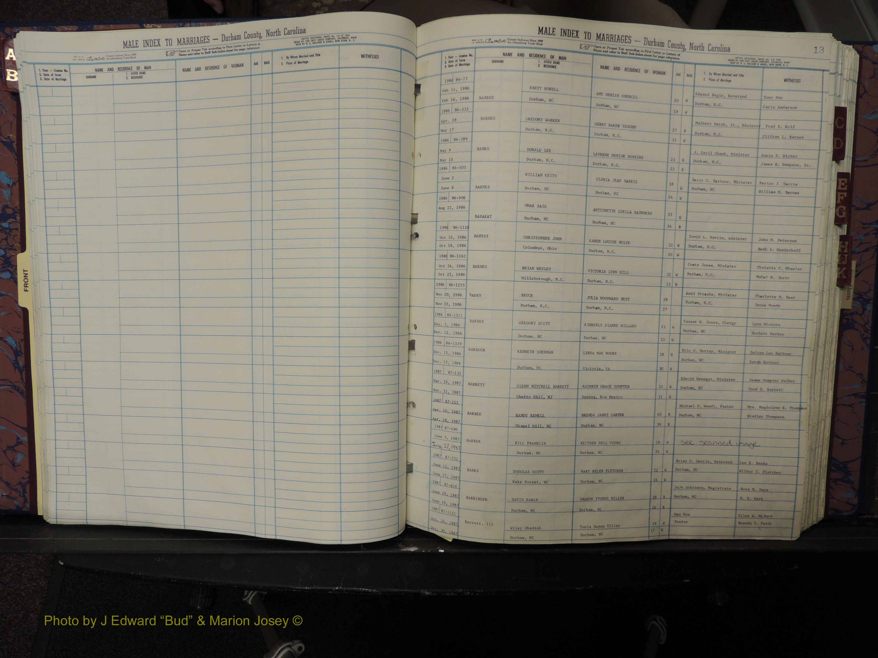 Durham Co, NC, Marriages, Male Index, A-K, 1986-1992 (120).JPG