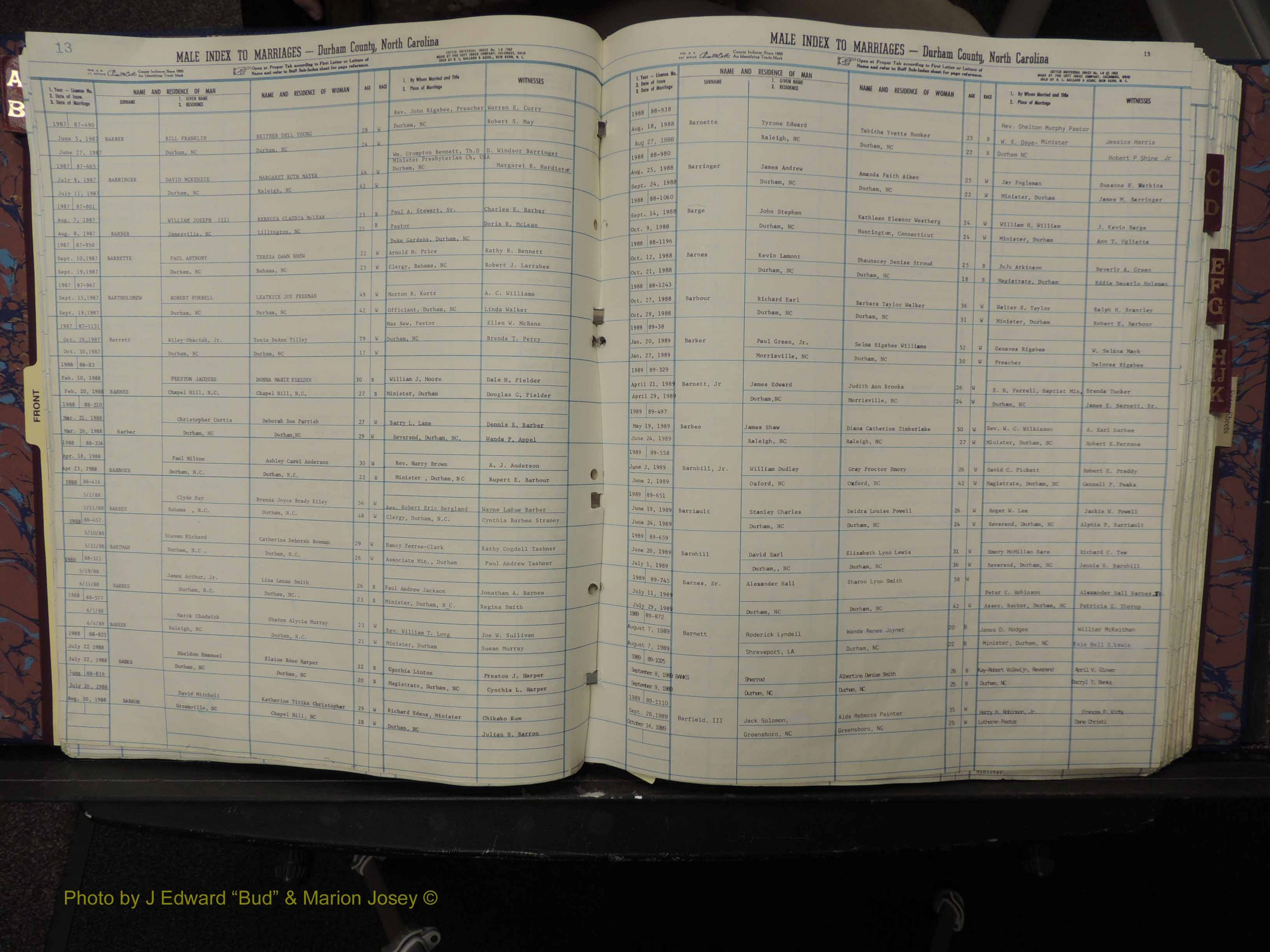 Durham Co, NC, Marriages, Male Index, A-K, 1986-1992 (121).JPG