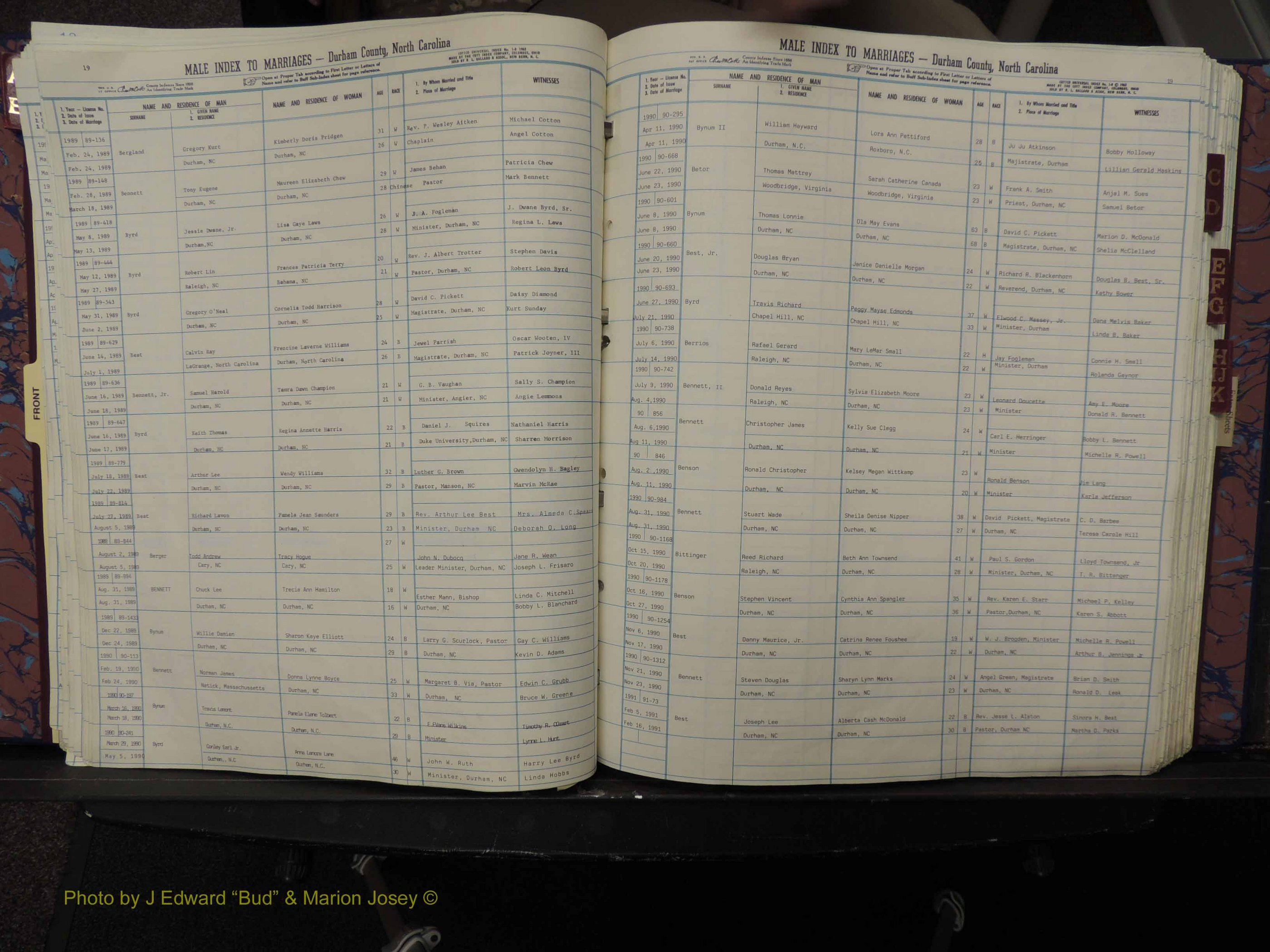 Durham Co, NC, Marriages, Male Index, A-K, 1986-1992 (131).JPG