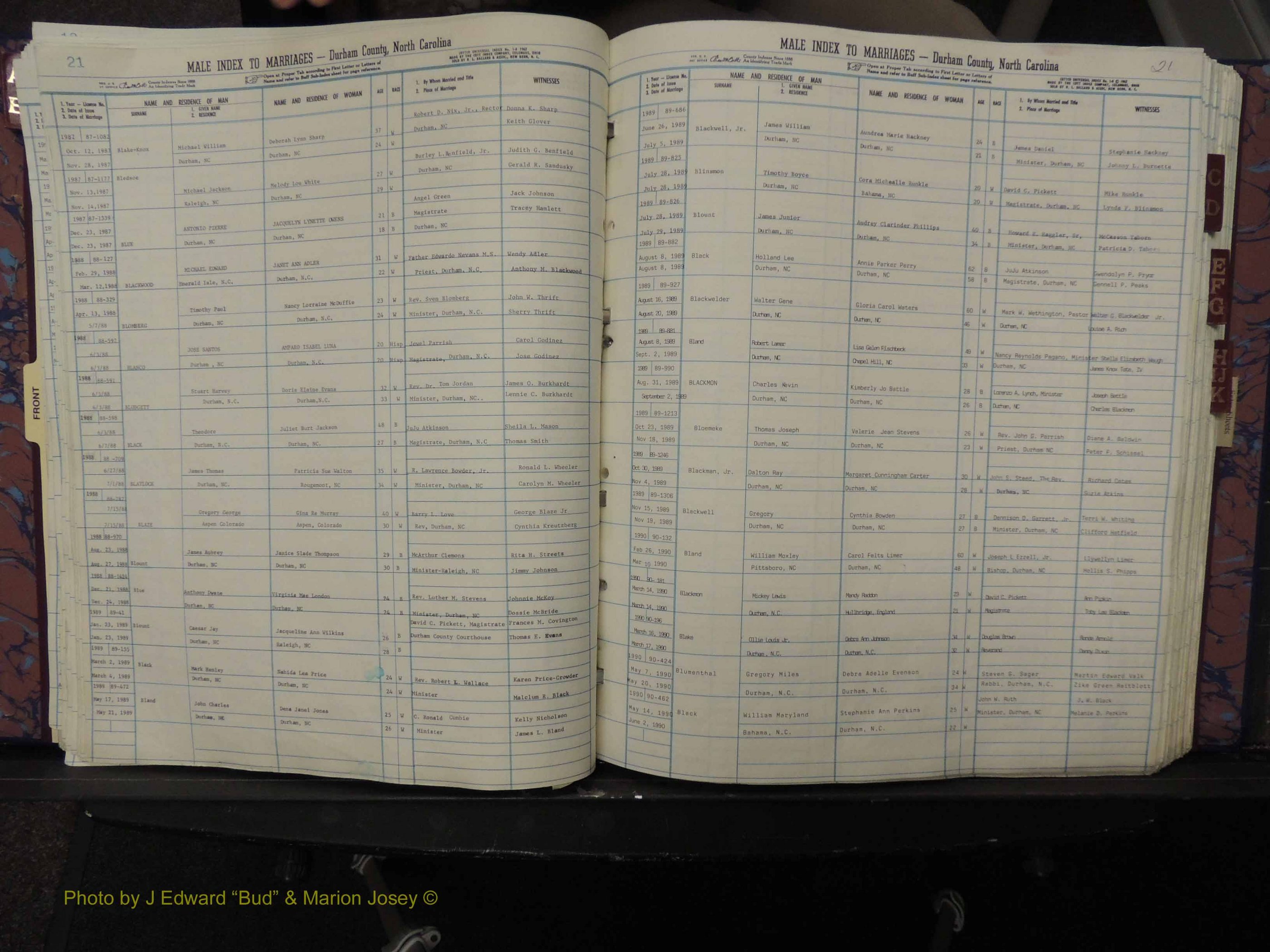 Durham Co, NC, Marriages, Male Index, A-K, 1986-1992 (134).JPG