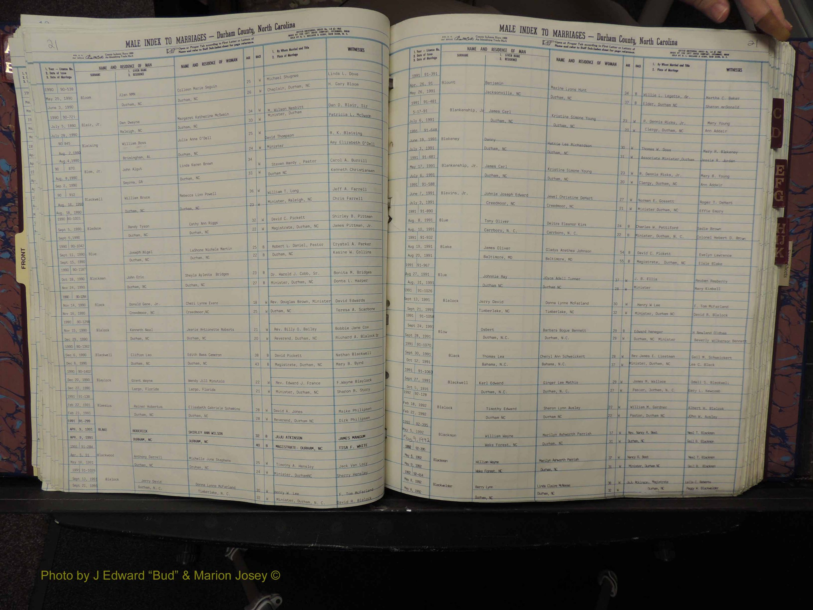 Durham Co, NC, Marriages, Male Index, A-K, 1986-1992 (135).JPG