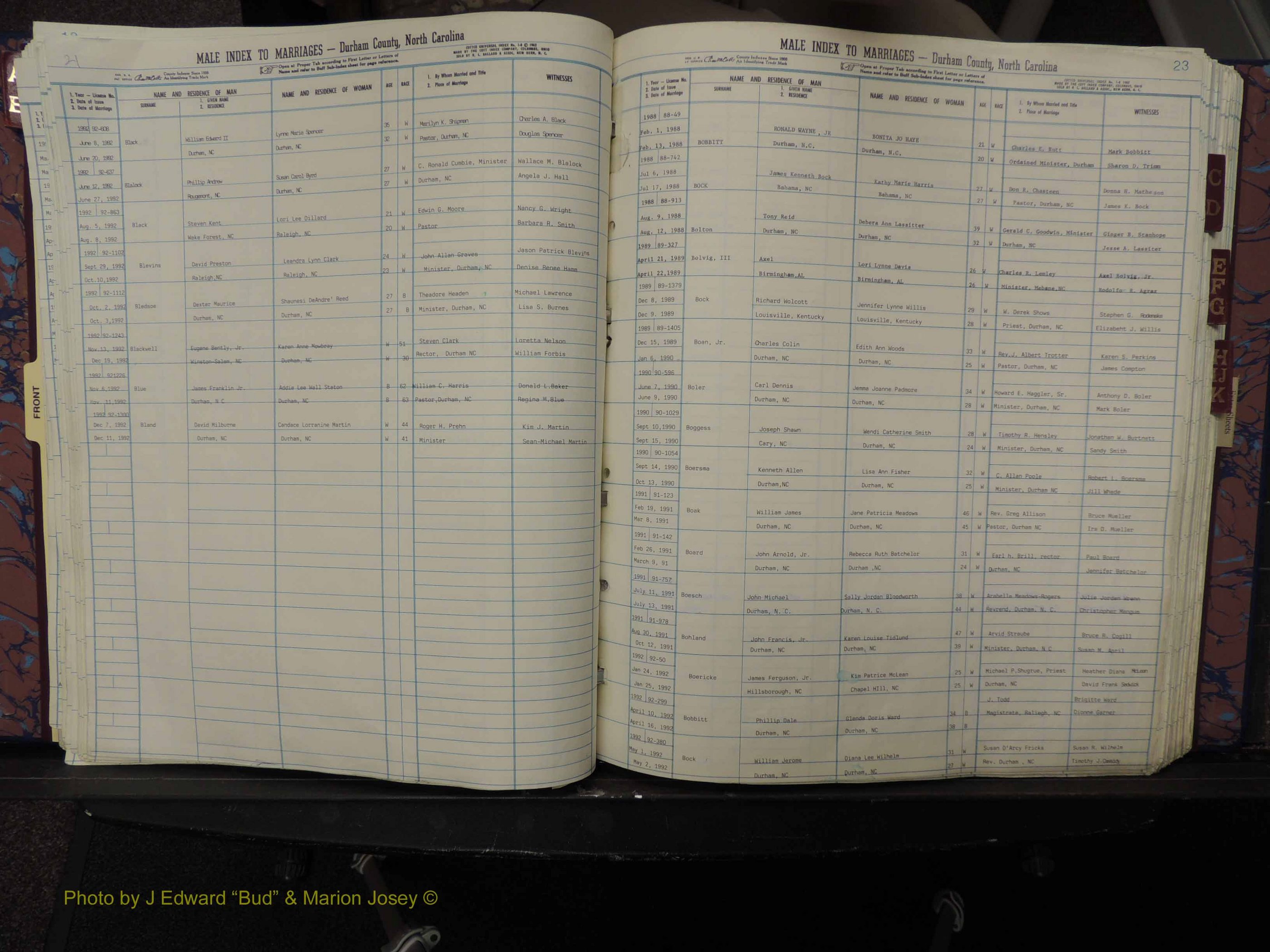 Durham Co, NC, Marriages, Male Index, A-K, 1986-1992 (136).JPG
