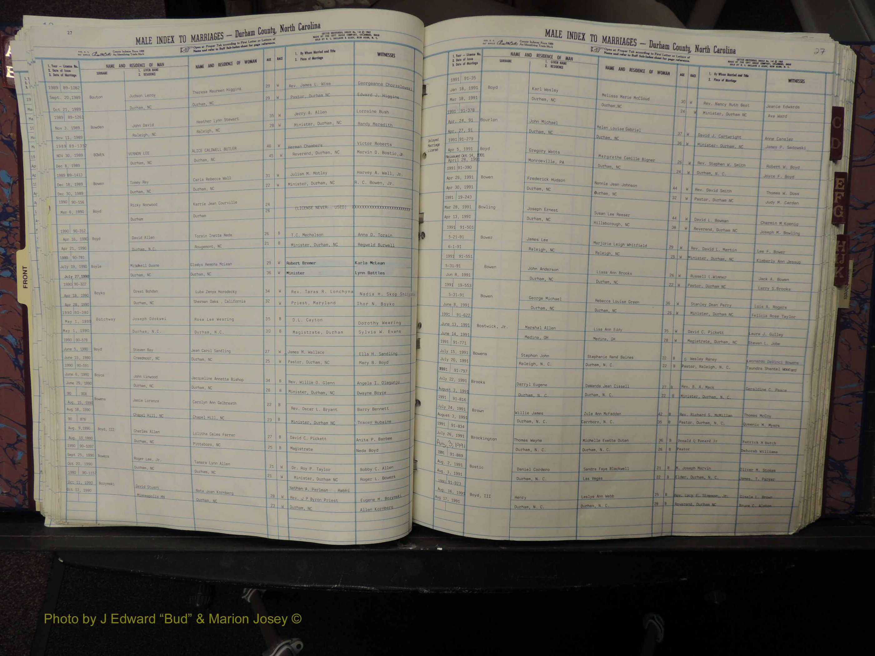 Durham Co, NC, Marriages, Male Index, A-K, 1986-1992 (141).JPG