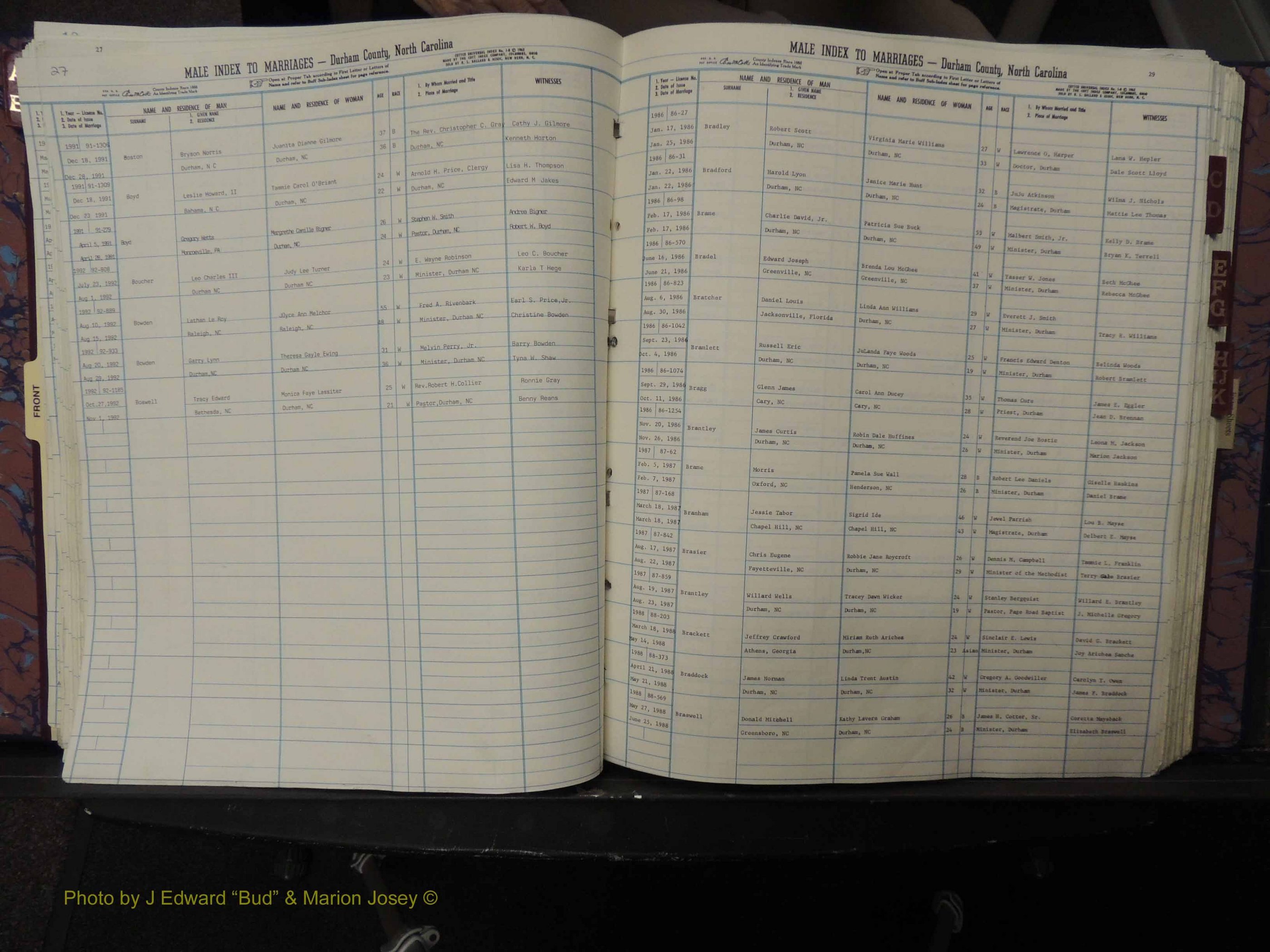 Durham Co, NC, Marriages, Male Index, A-K, 1986-1992 (142).JPG