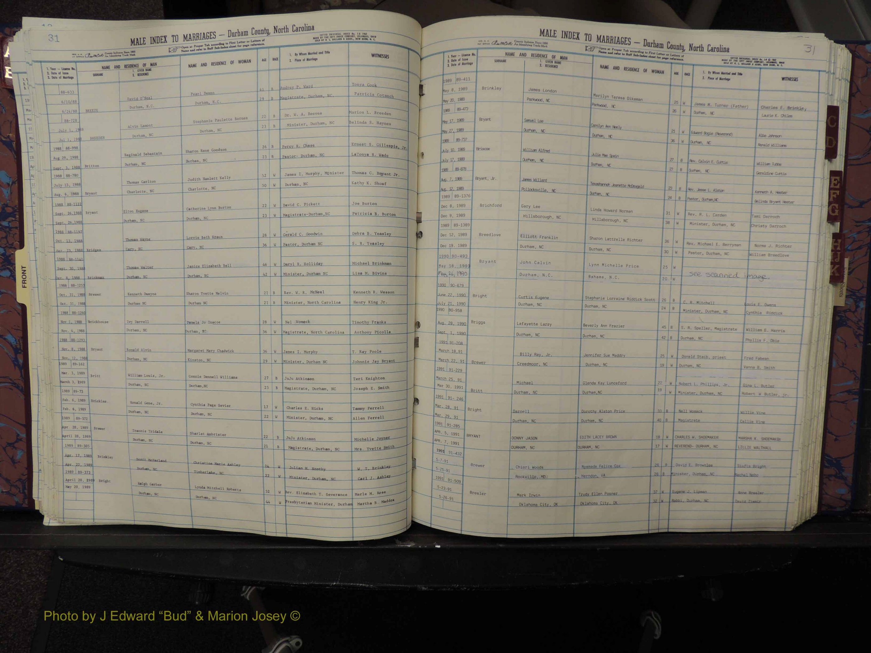 Durham Co, NC, Marriages, Male Index, A-K, 1986-1992 (145).JPG