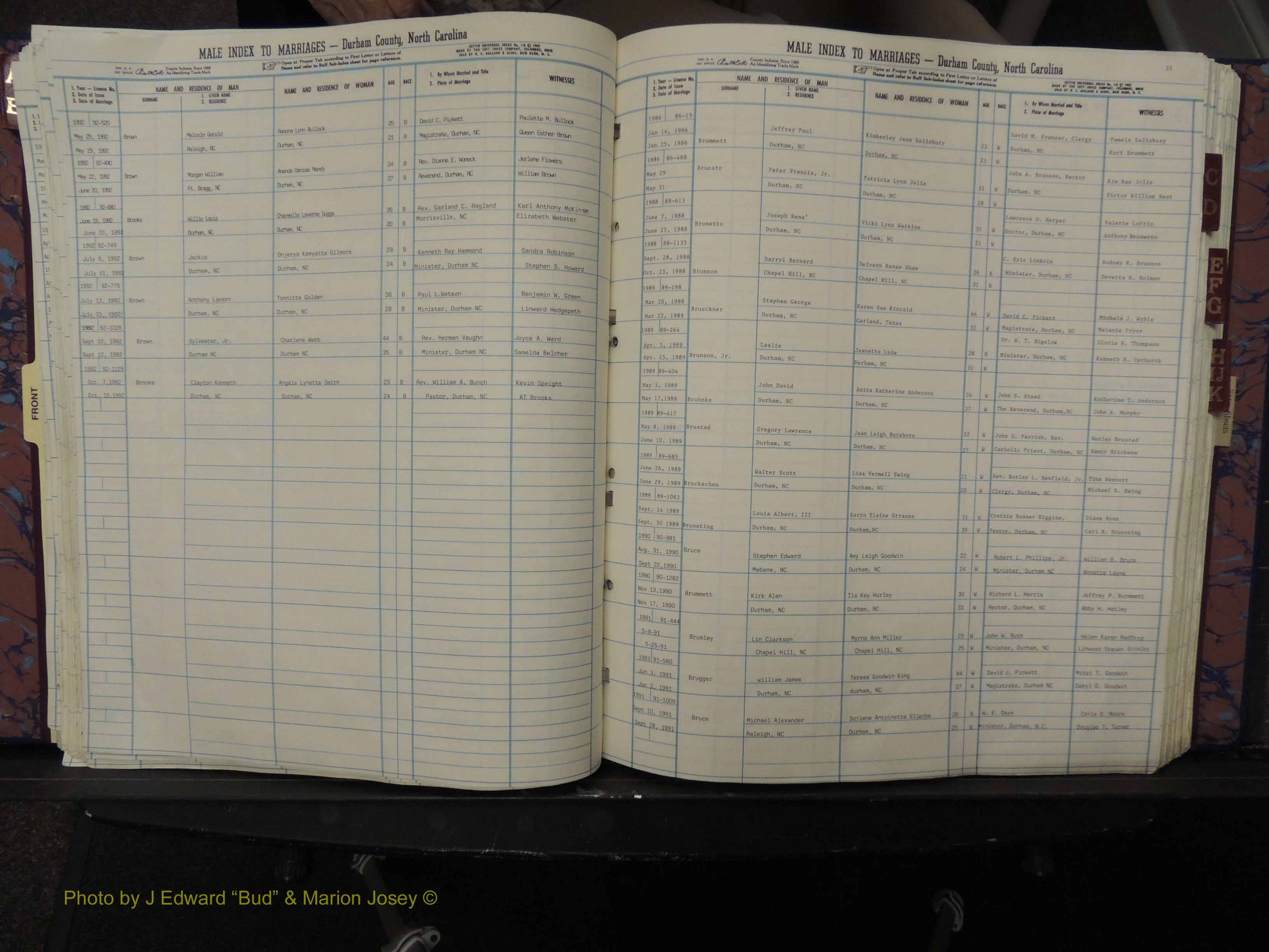 Durham Co, NC, Marriages, Male Index, A-K, 1986-1992 (150).JPG