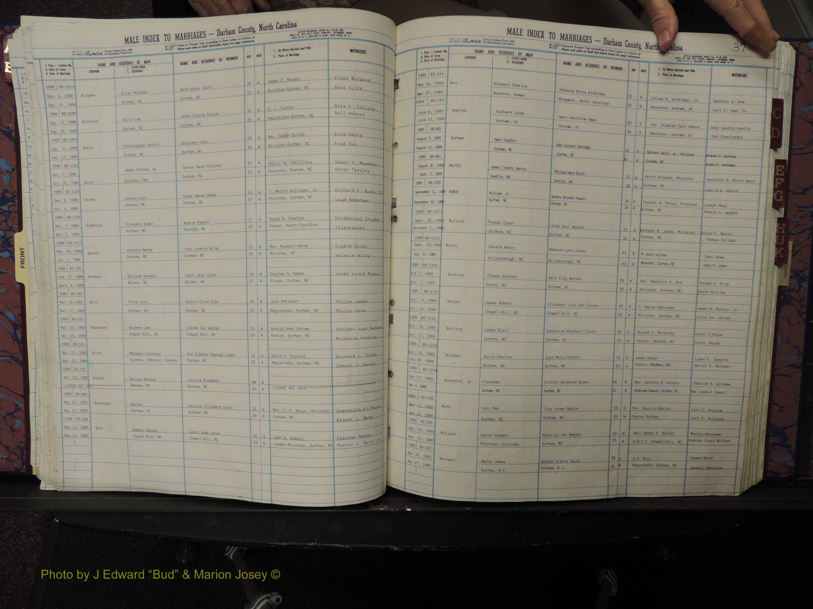 Durham Co, NC, Marriages, Male Index, A-K, 1986-1992 (153).JPG