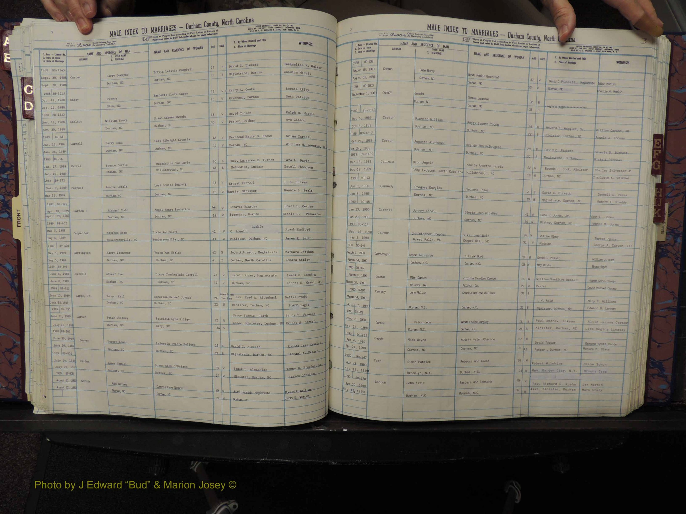 Durham Co, NC, Marriages, Male Index, A-K, 1986-1992 (161).JPG