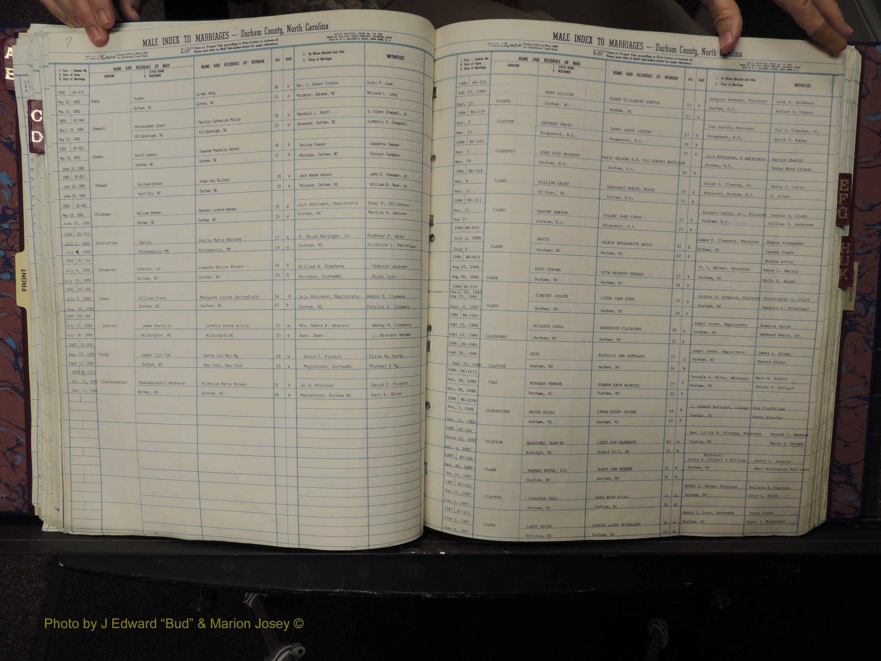 Durham Co, NC, Marriages, Male Index, A-K, 1986-1992 (169).JPG
