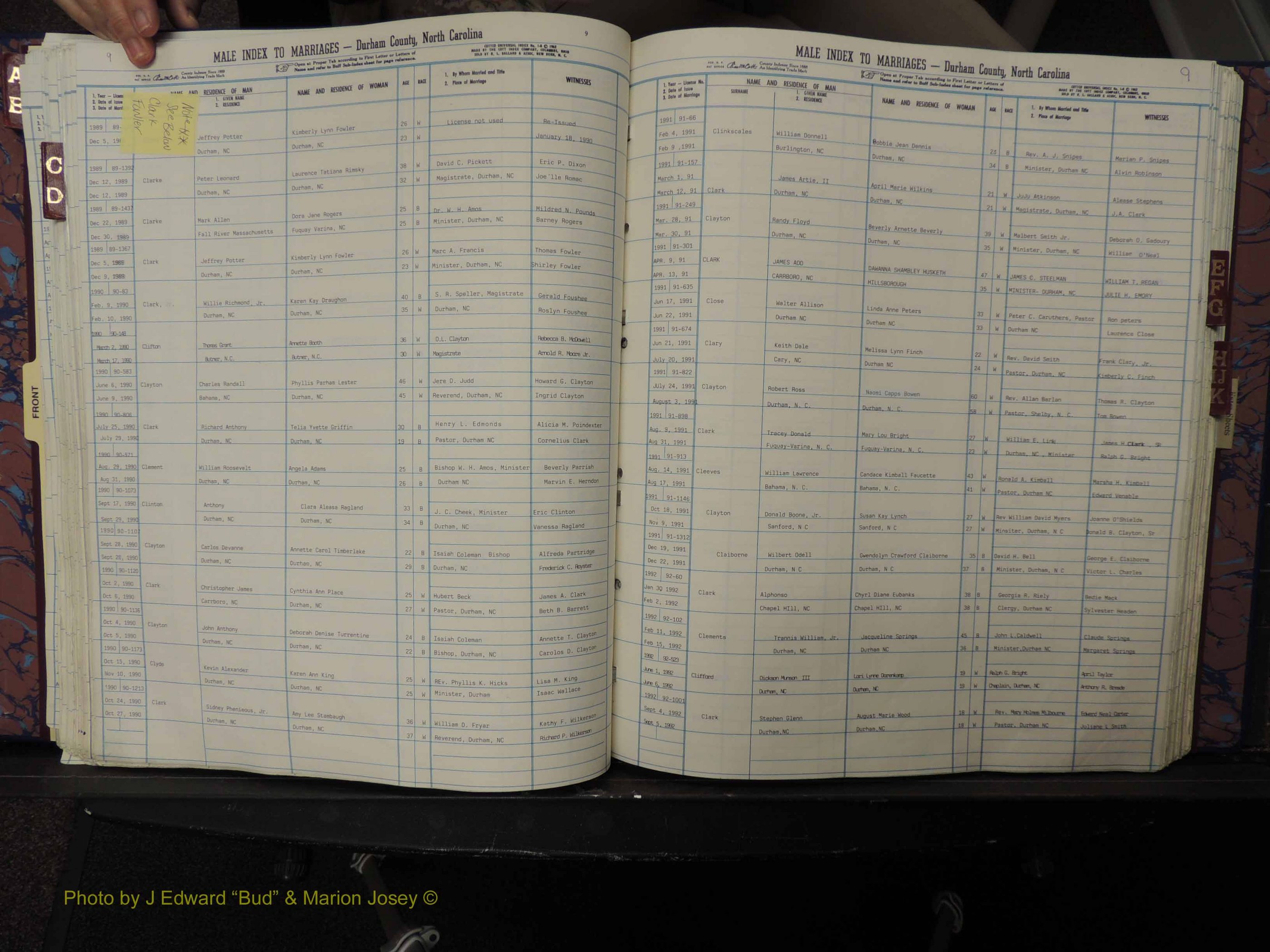 Durham Co, NC, Marriages, Male Index, A-K, 1986-1992 (171).JPG