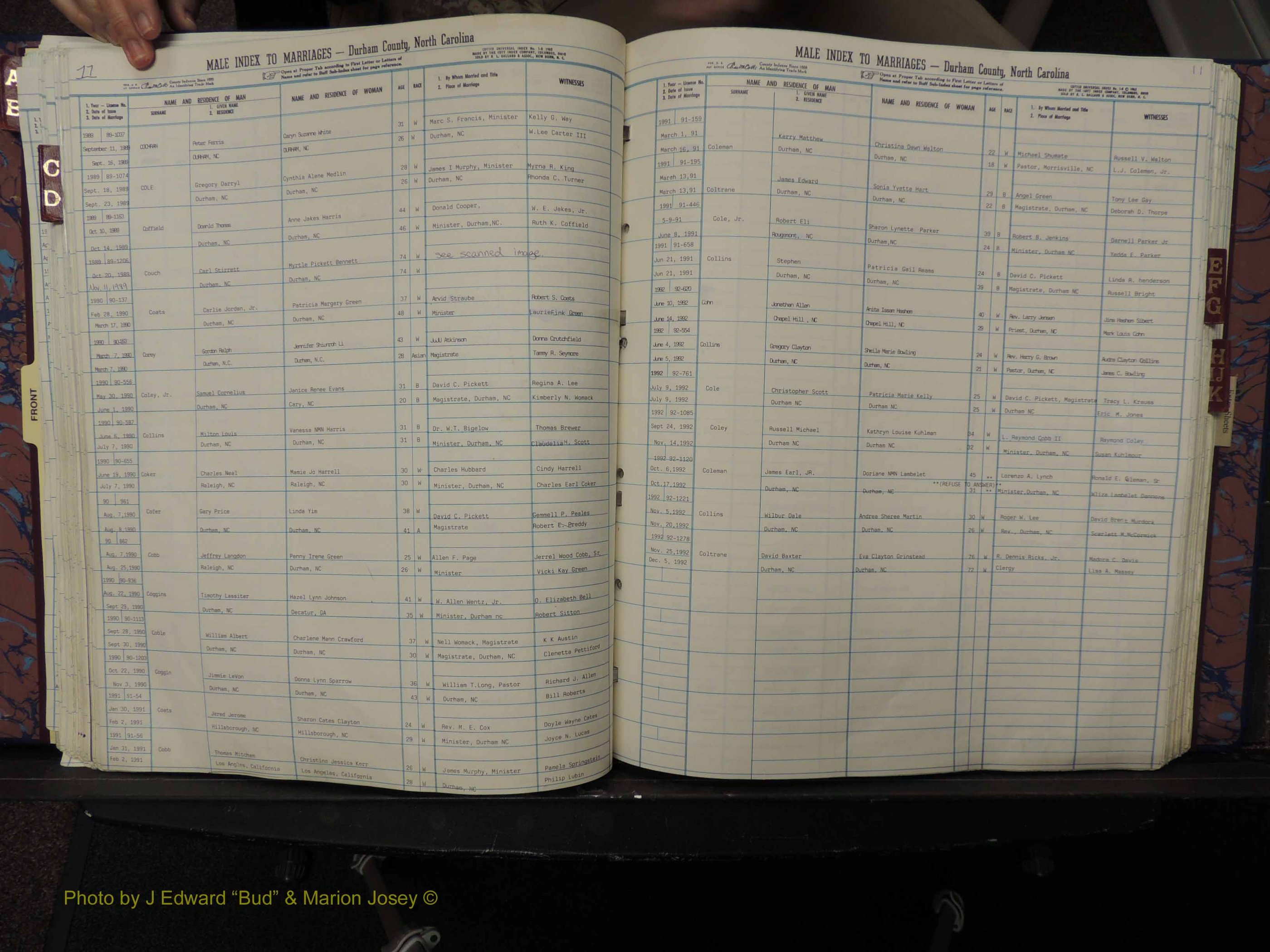 Durham Co, NC, Marriages, Male Index, A-K, 1986-1992 (174).JPG