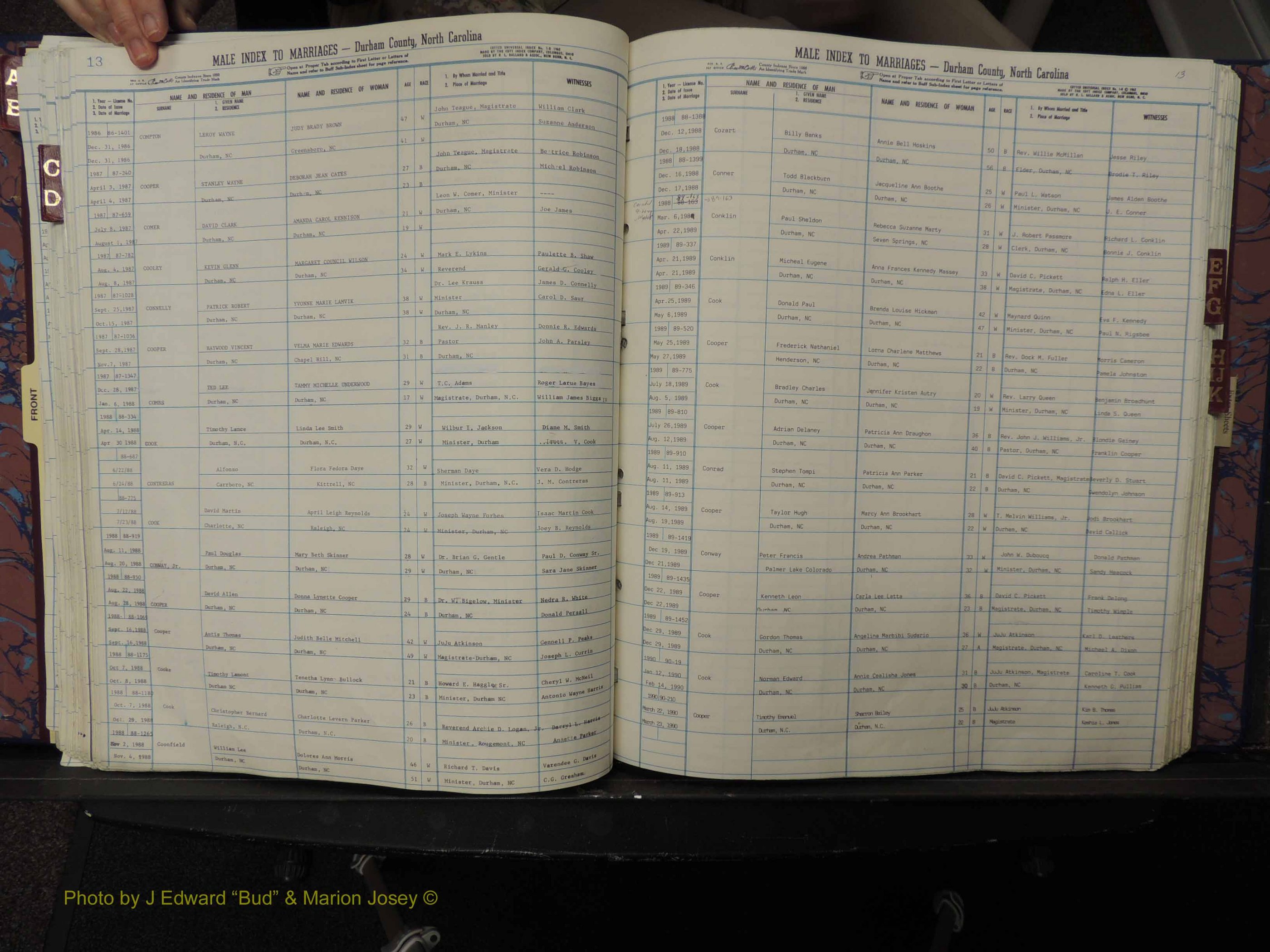 Durham Co, NC, Marriages, Male Index, A-K, 1986-1992 (176).JPG
