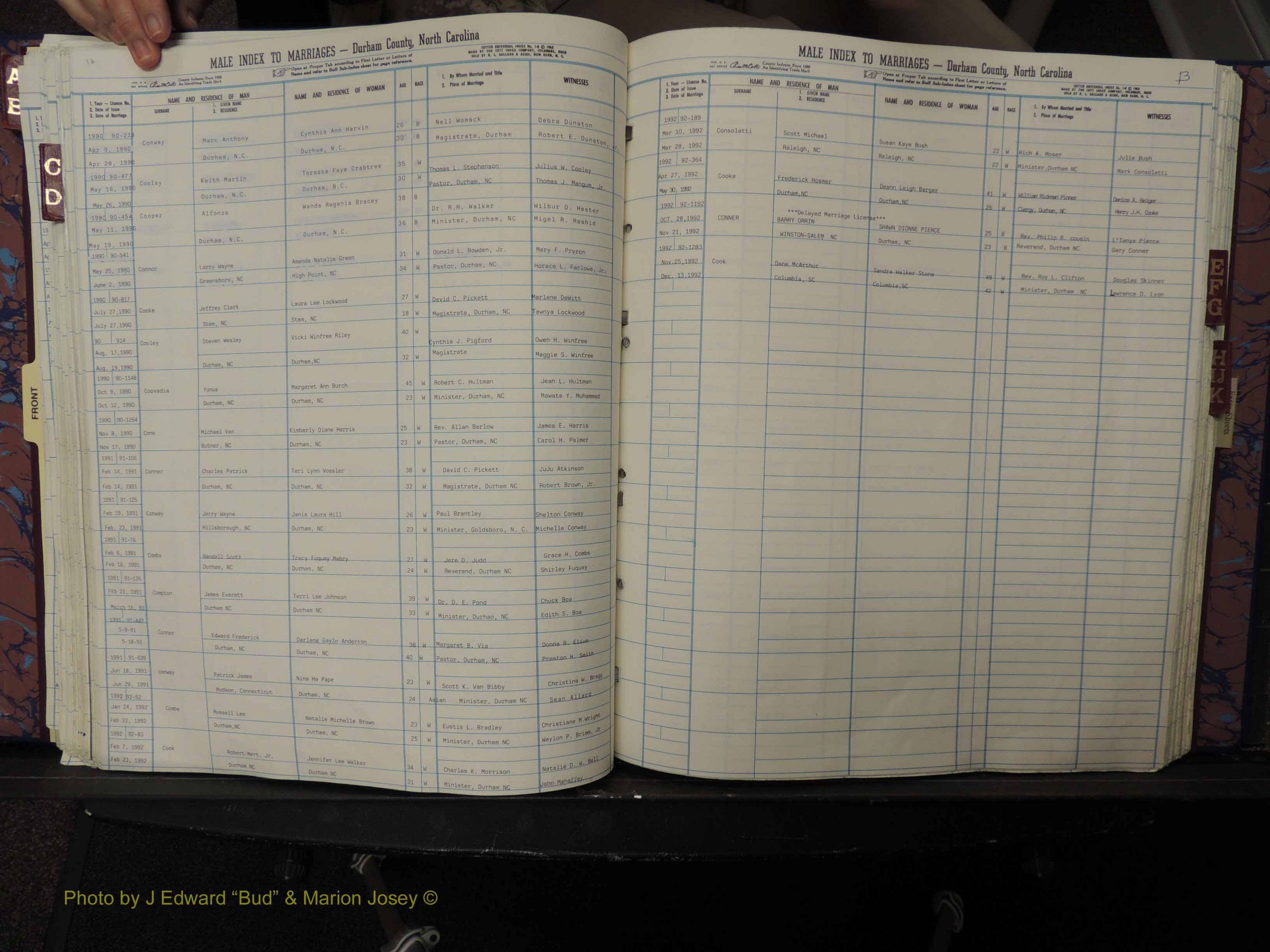 Durham Co, NC, Marriages, Male Index, A-K, 1986-1992 (177).JPG