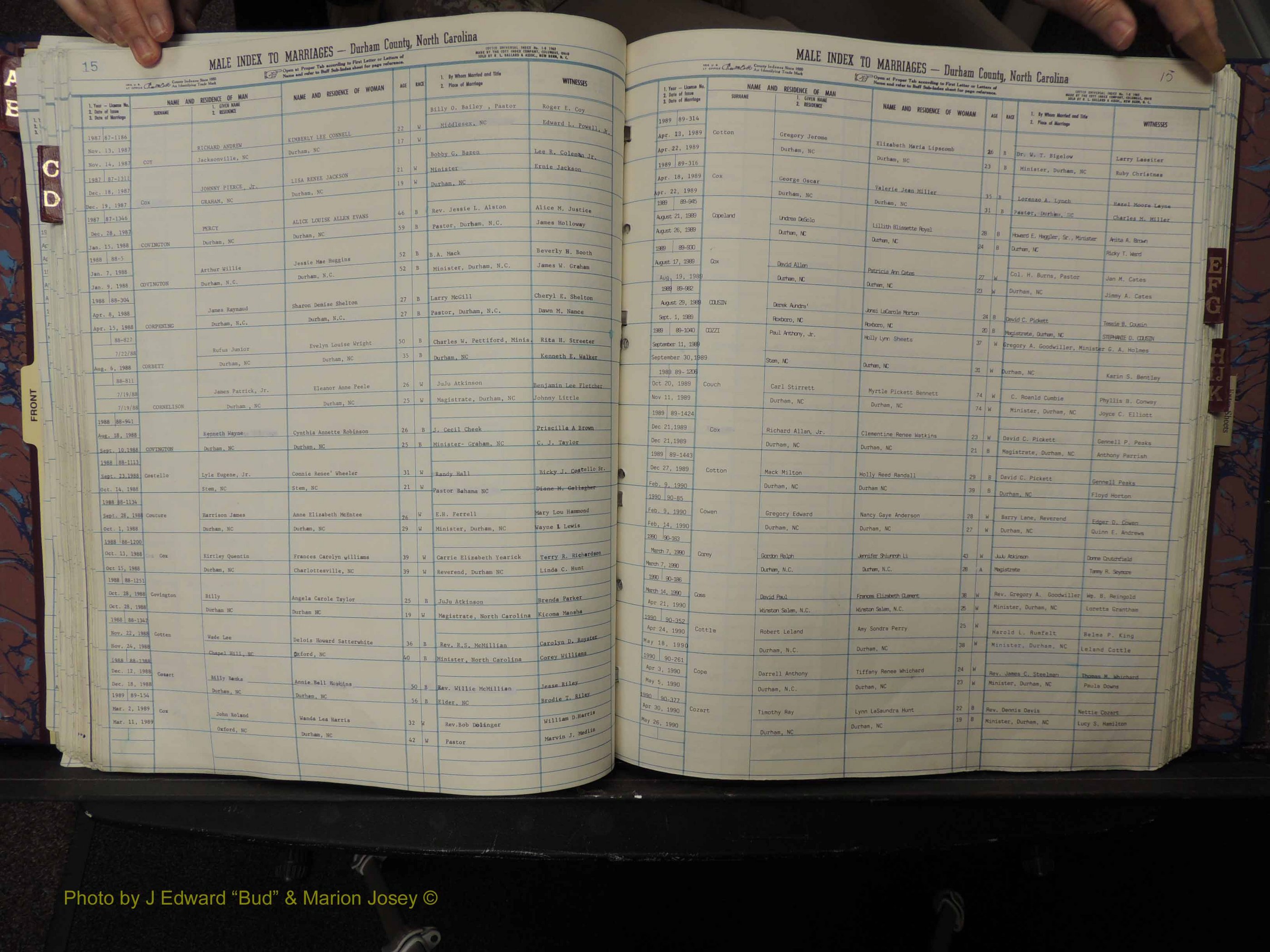 Durham Co, NC, Marriages, Male Index, A-K, 1986-1992 (179).JPG