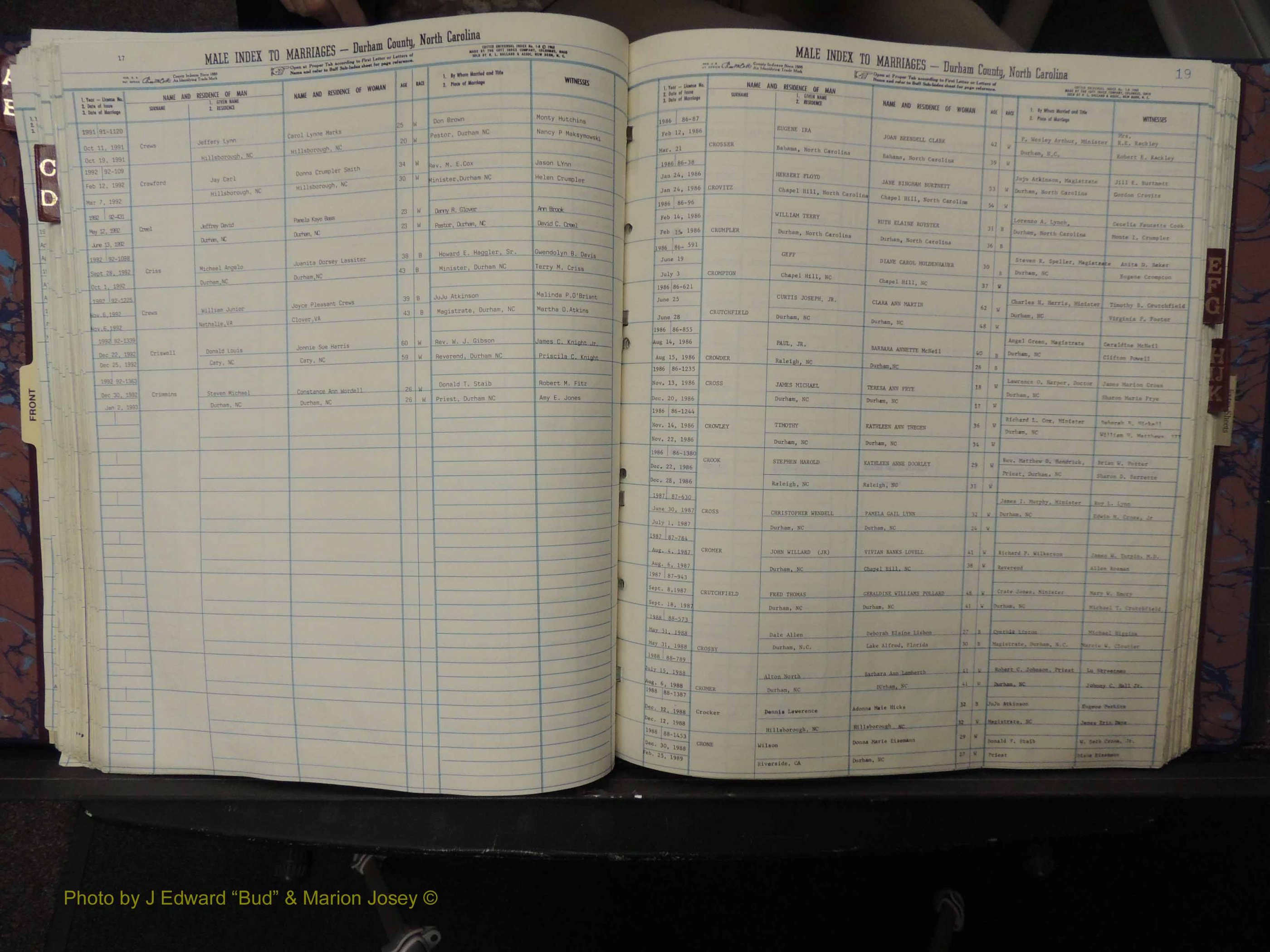 Durham Co, NC, Marriages, Male Index, A-K, 1986-1992 (183).JPG
