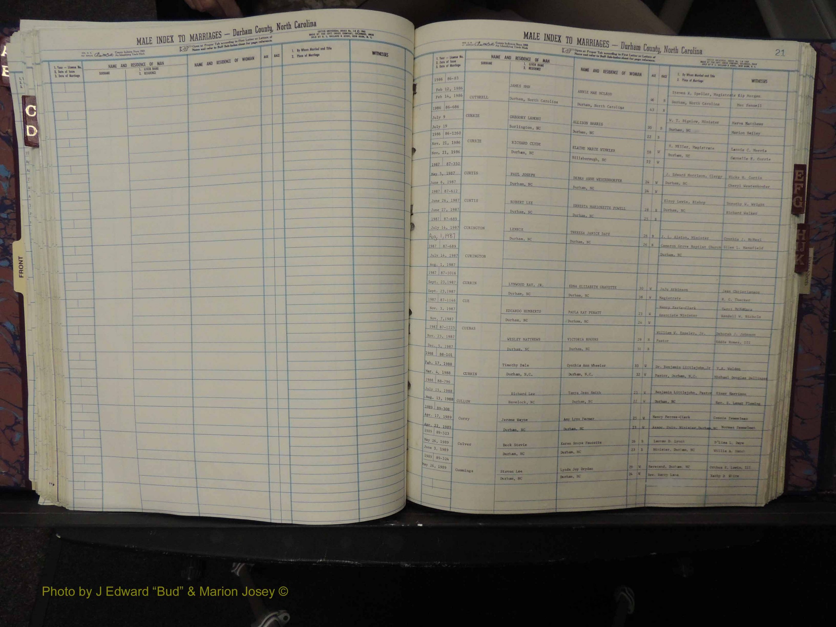 Durham Co, NC, Marriages, Male Index, A-K, 1986-1992 (185).JPG