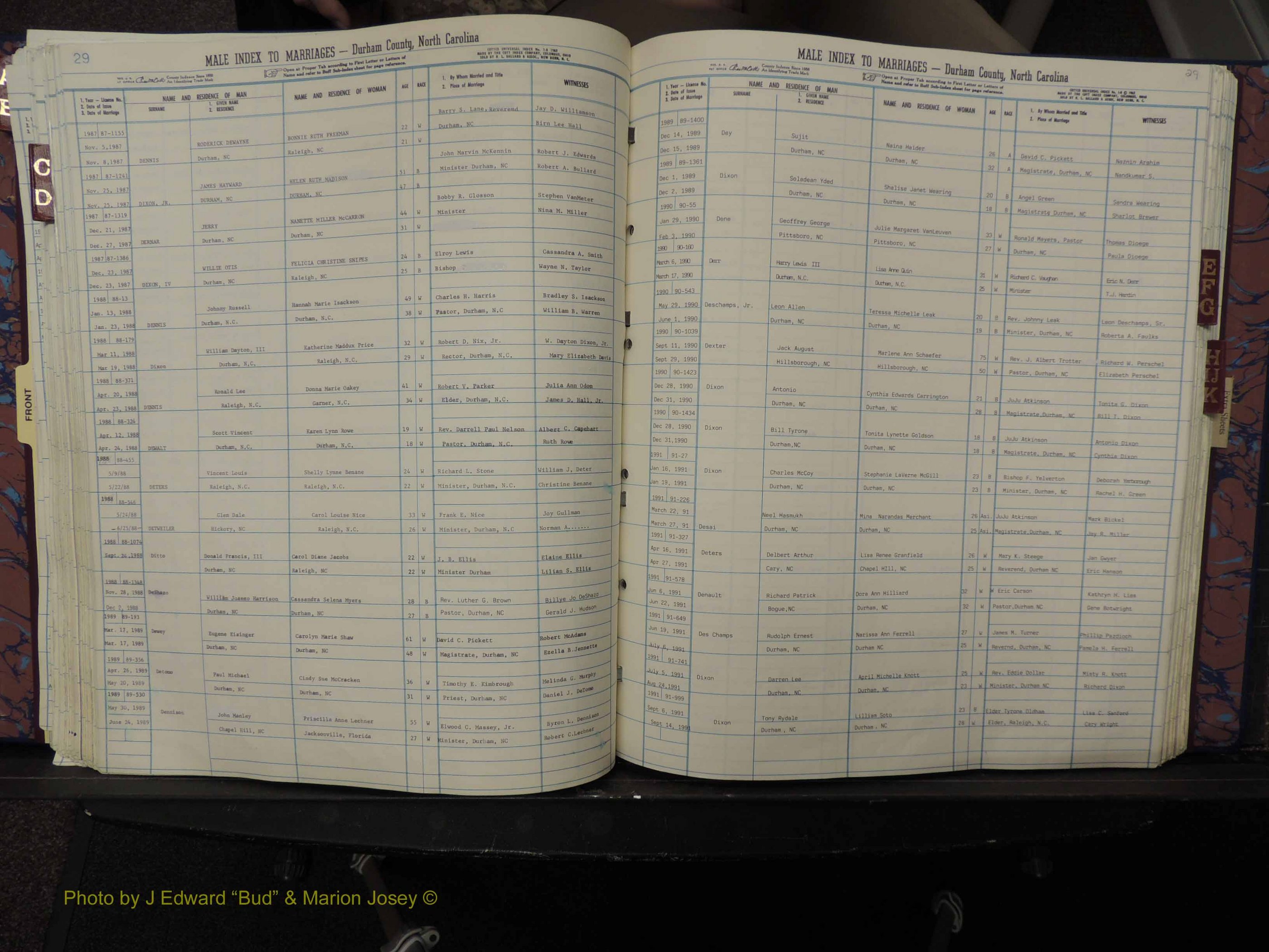 Durham Co, NC, Marriages, Male Index, A-K, 1986-1992 (197).JPG