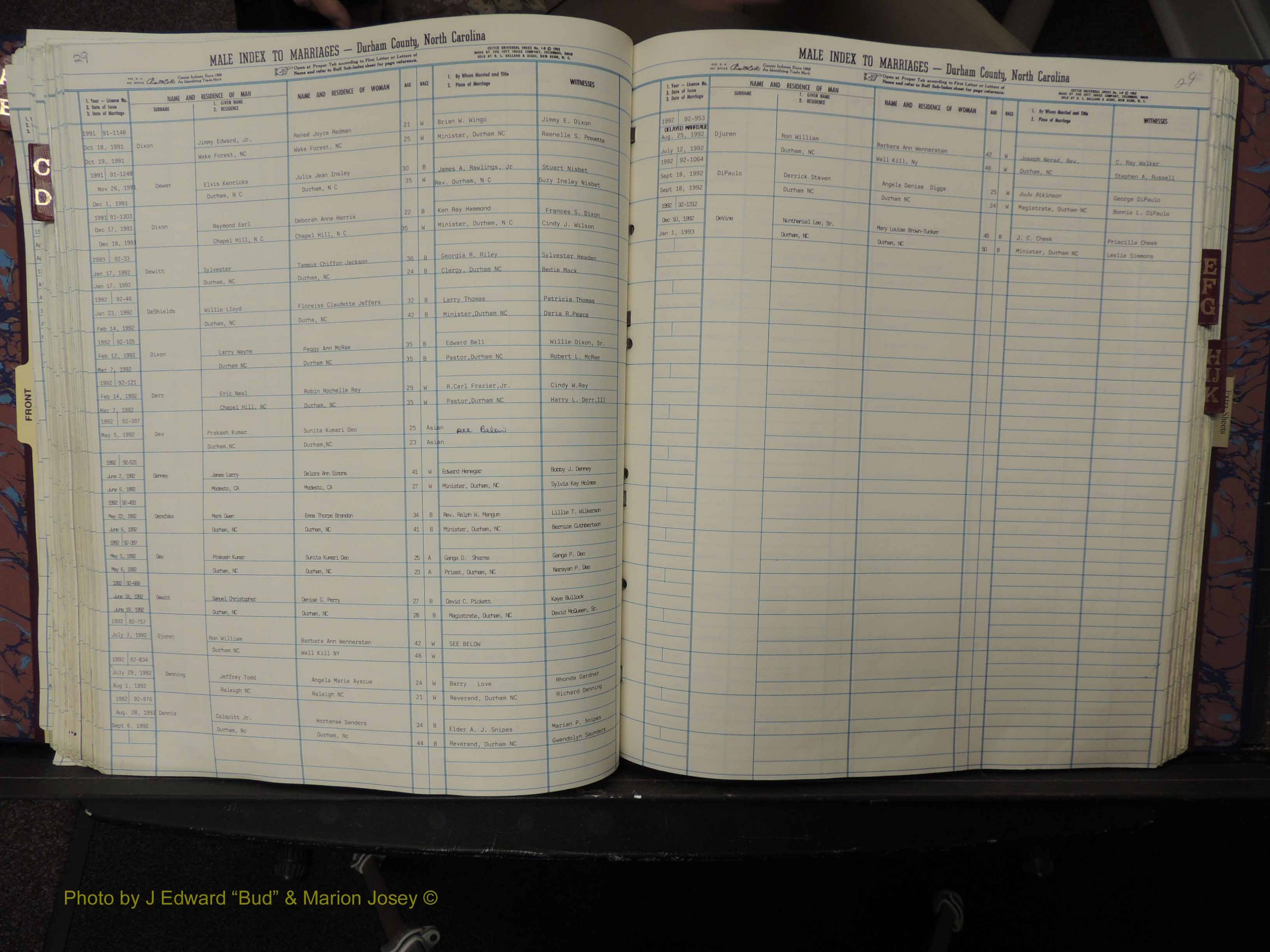Durham Co, NC, Marriages, Male Index, A-K, 1986-1992 (198).JPG