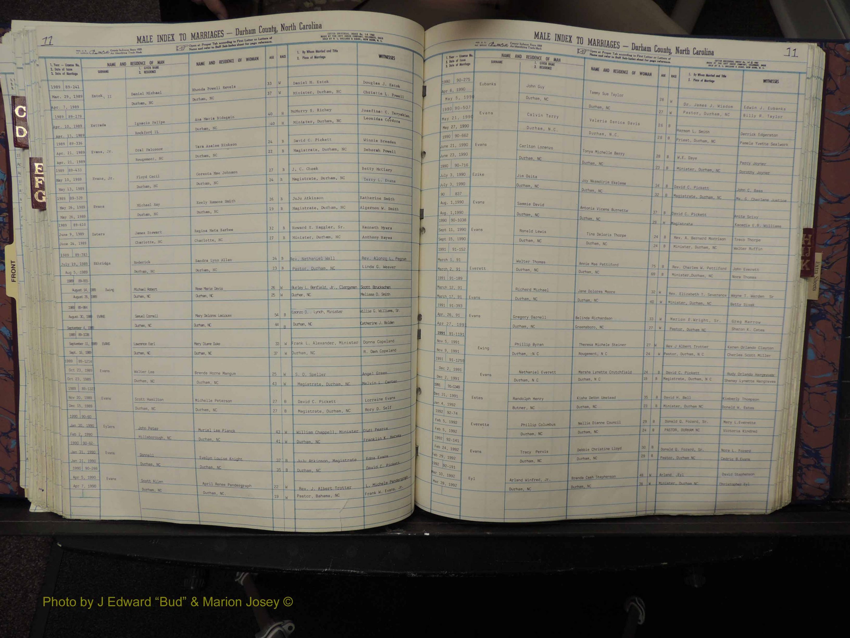 Durham Co, NC, Marriages, Male Index, A-K, 1986-1992 (218).JPG
