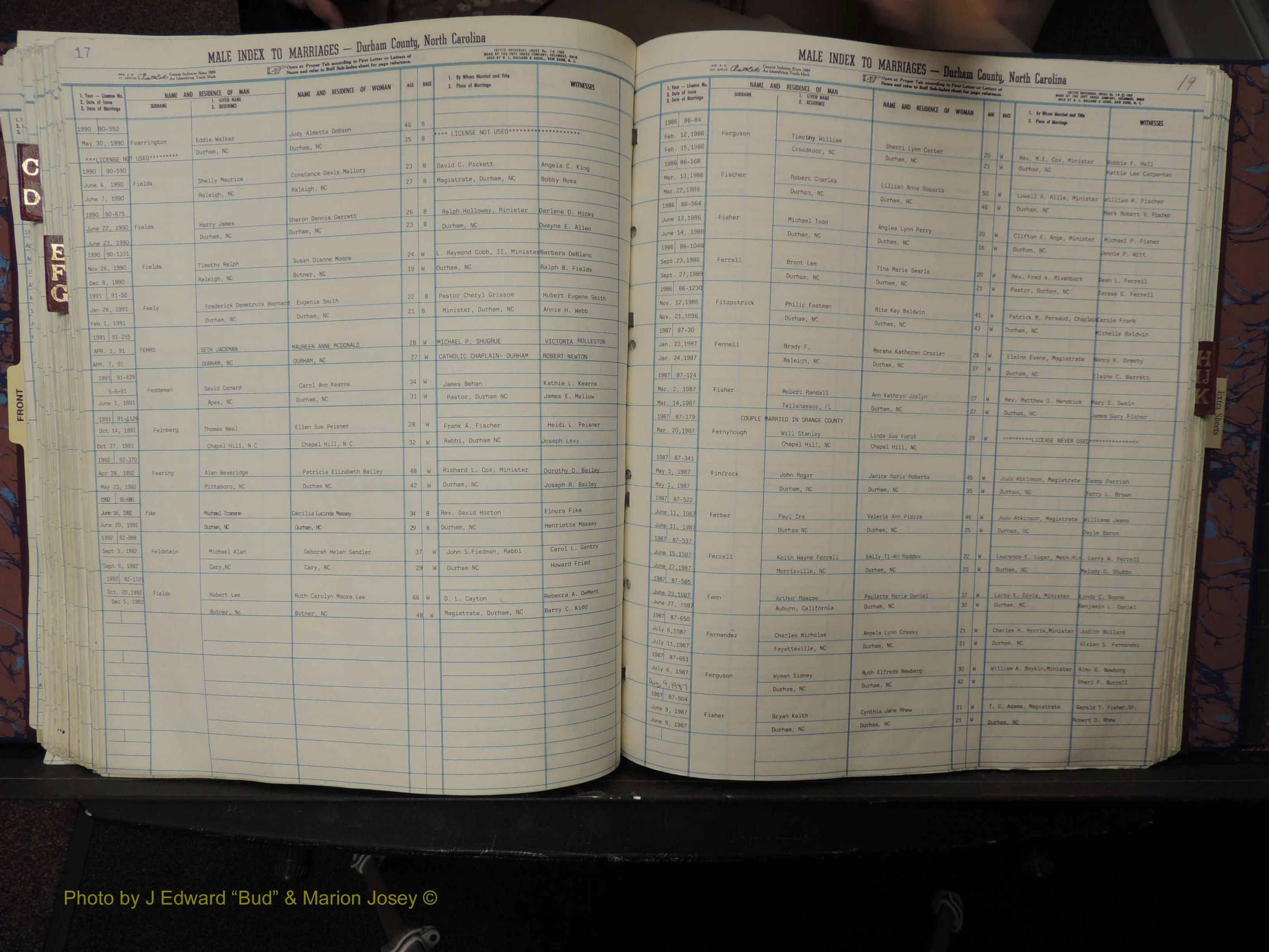 Durham Co, NC, Marriages, Male Index, A-K, 1986-1992 (222).JPG