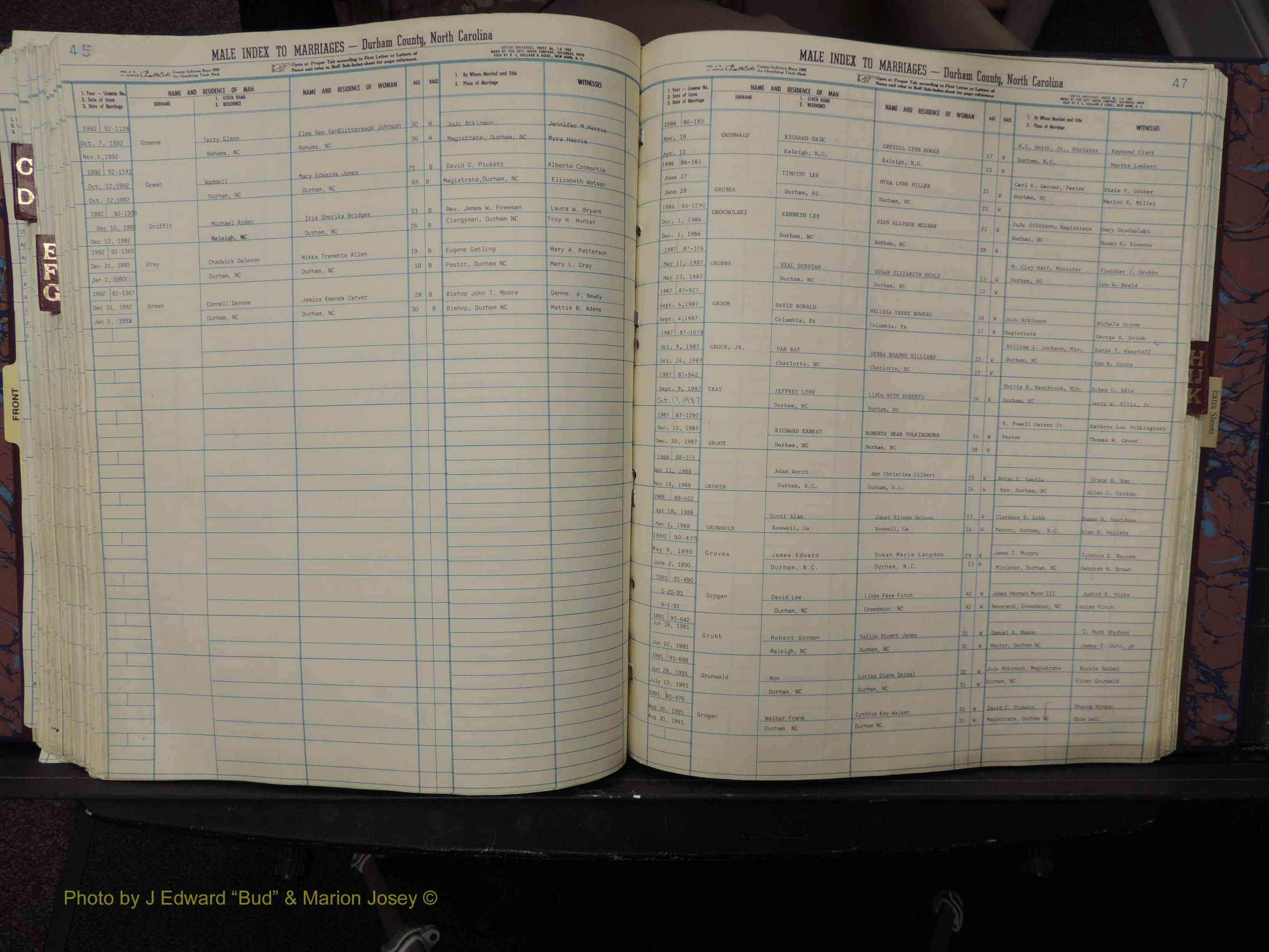 Durham Co, NC, Marriages, Male Index, A-K, 1986-1992 (250).JPG