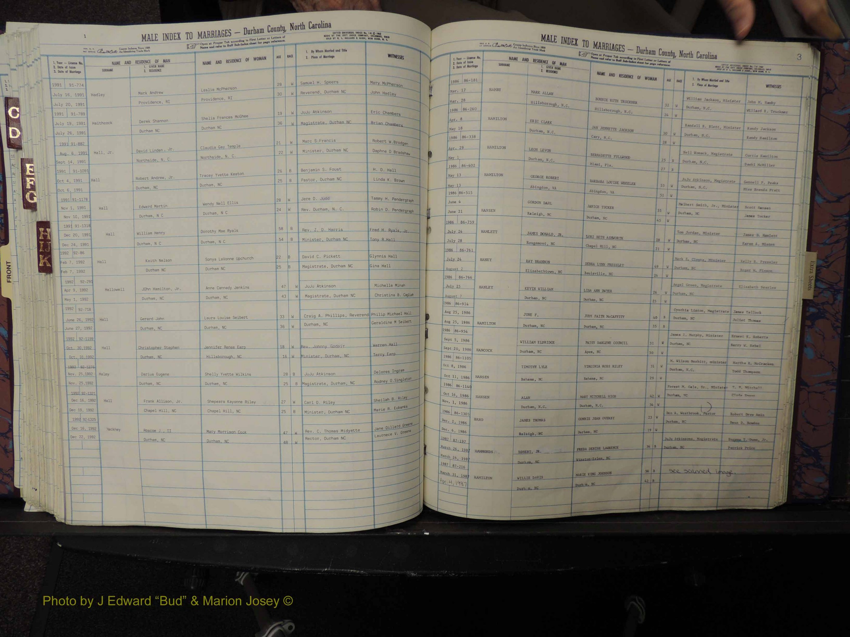 Durham Co, NC, Marriages, Male Index, A-K, 1986-1992 (256).JPG