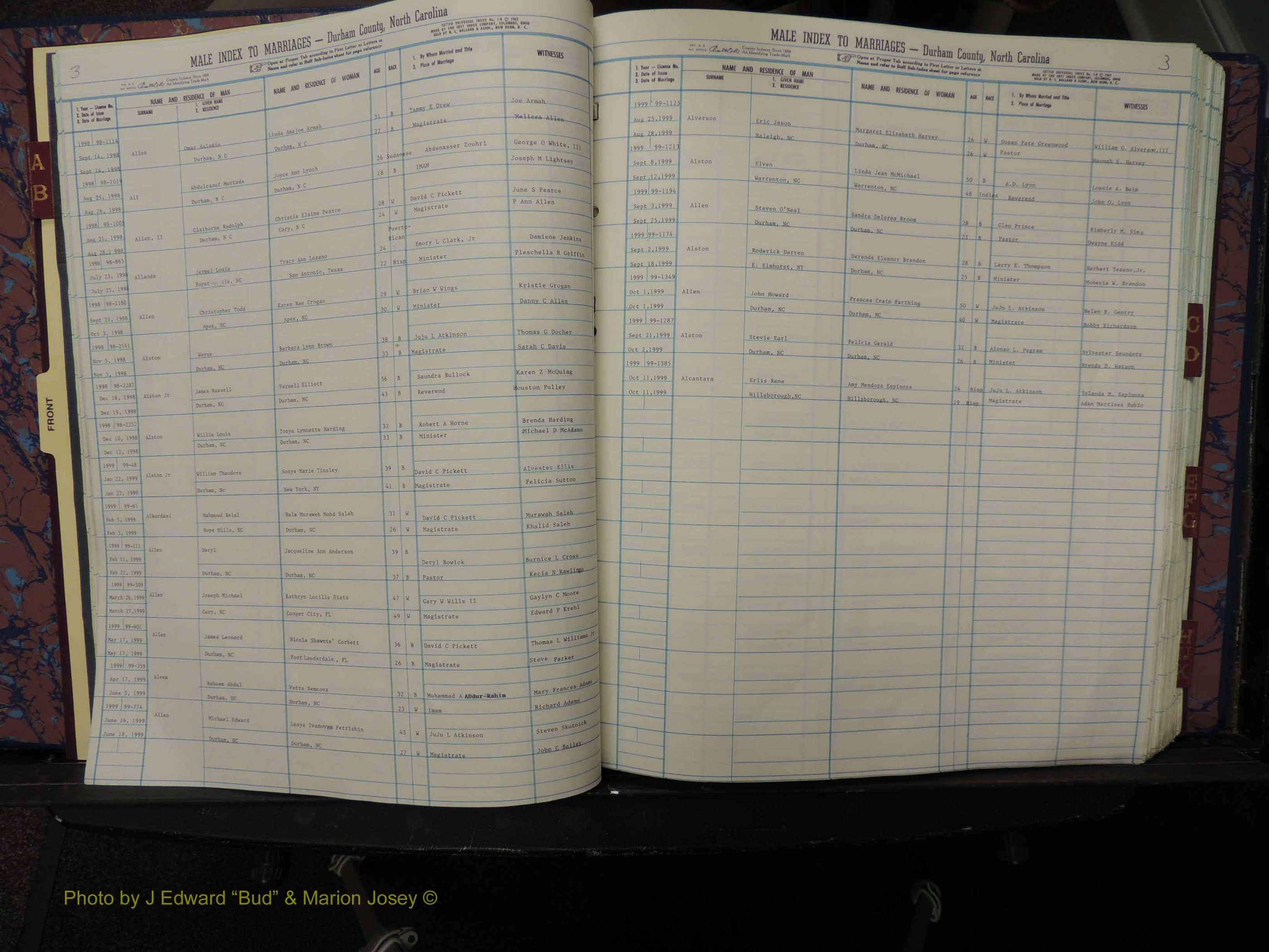 Durham Co, NC, Marriages, Male Index, A-K, 1993-1999 (110).JPG