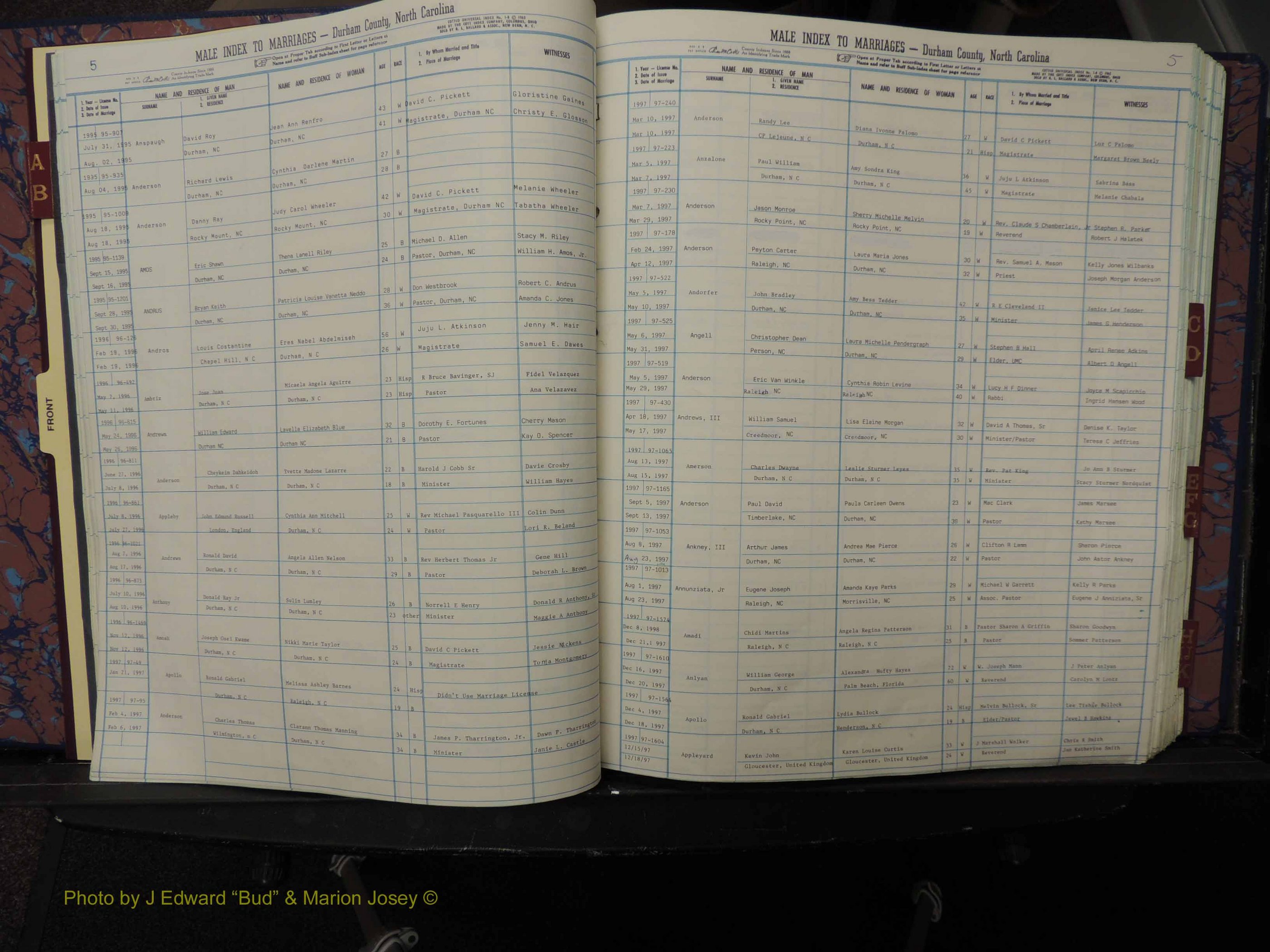 Durham Co, NC, Marriages, Male Index, A-K, 1993-1999 (112).JPG