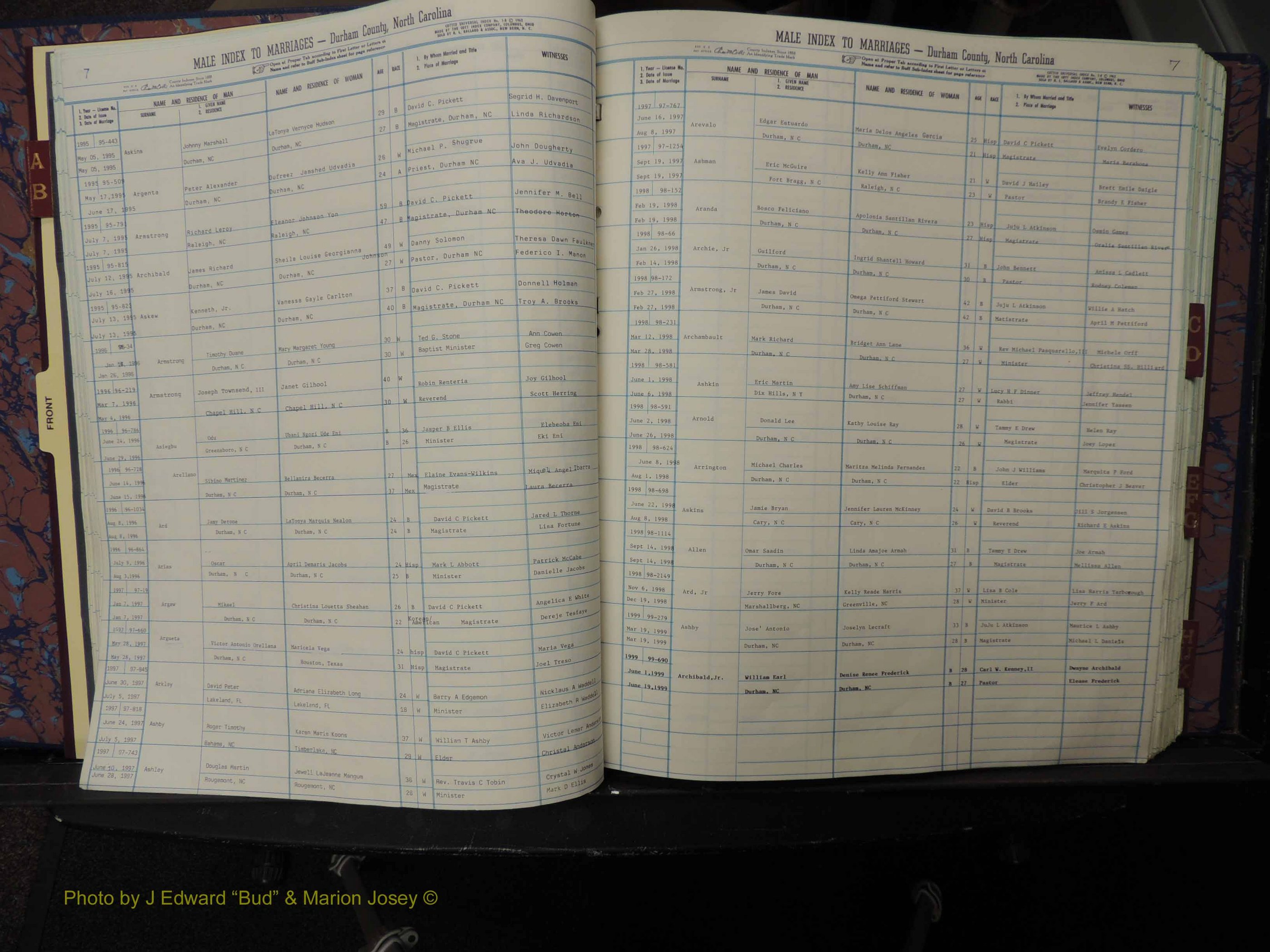 Durham Co, NC, Marriages, Male Index, A-K, 1993-1999 (115).JPG