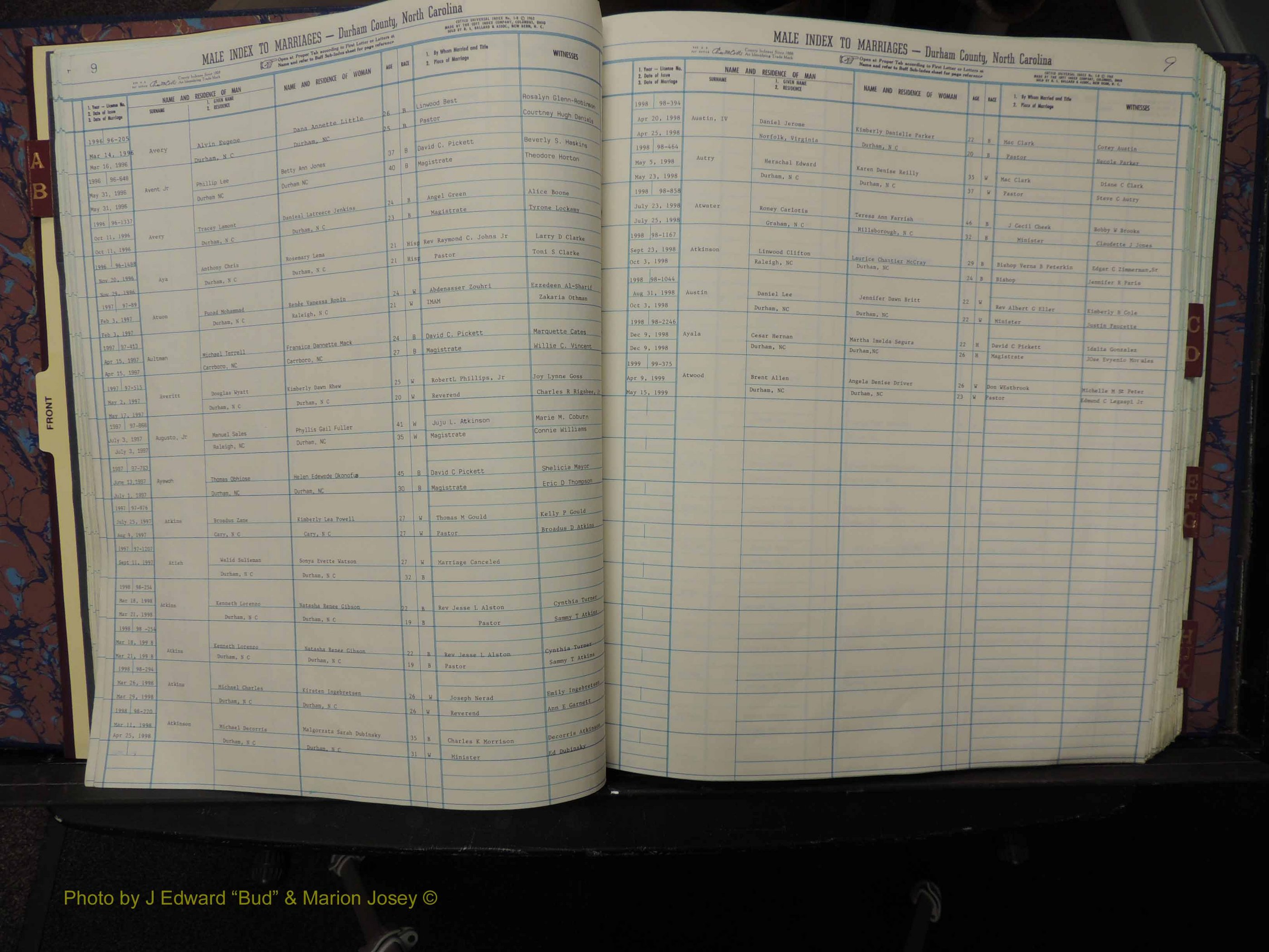 Durham Co, NC, Marriages, Male Index, A-K, 1993-1999 (117).JPG