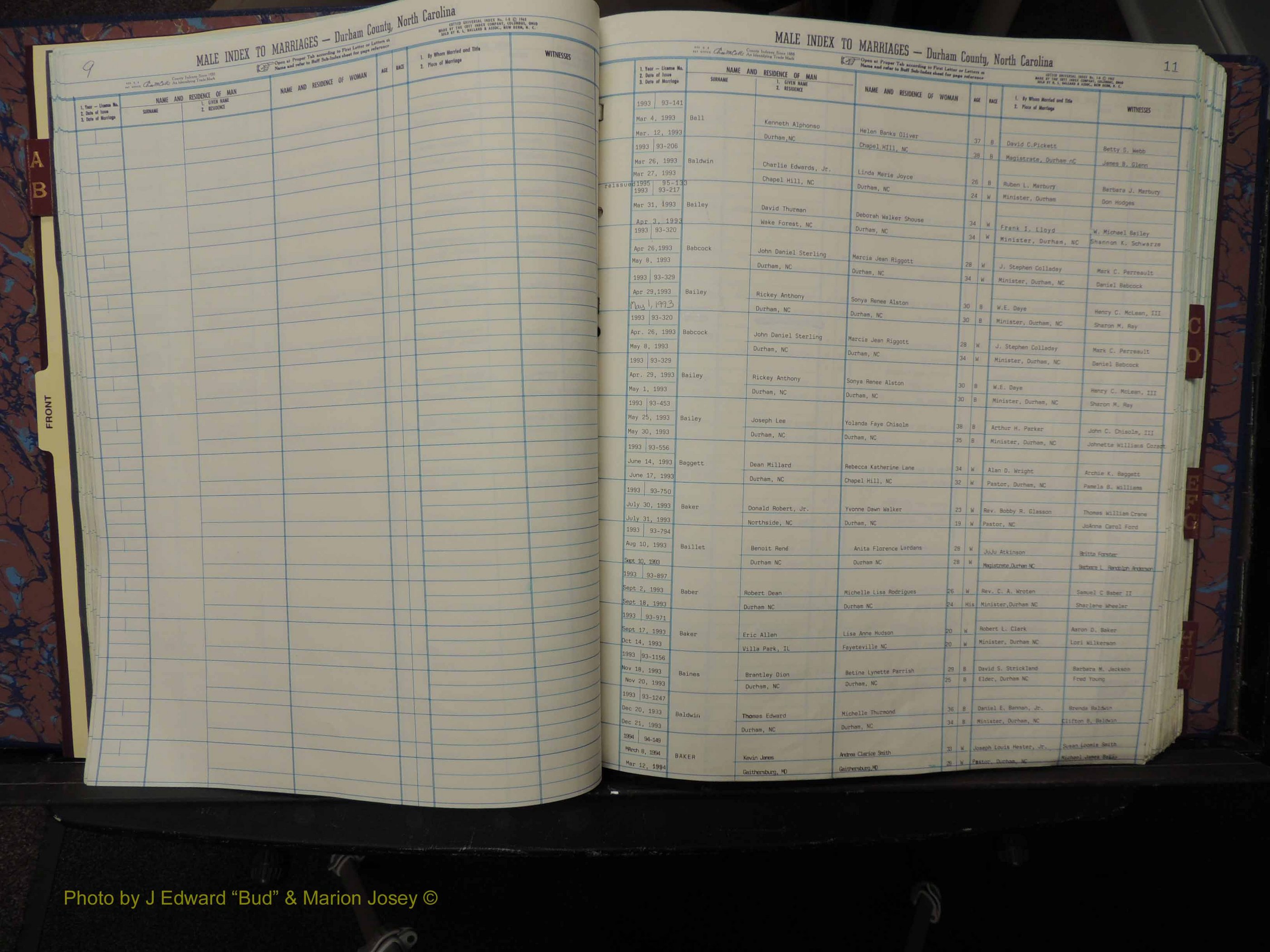 Durham Co, NC, Marriages, Male Index, A-K, 1993-1999 (118).JPG