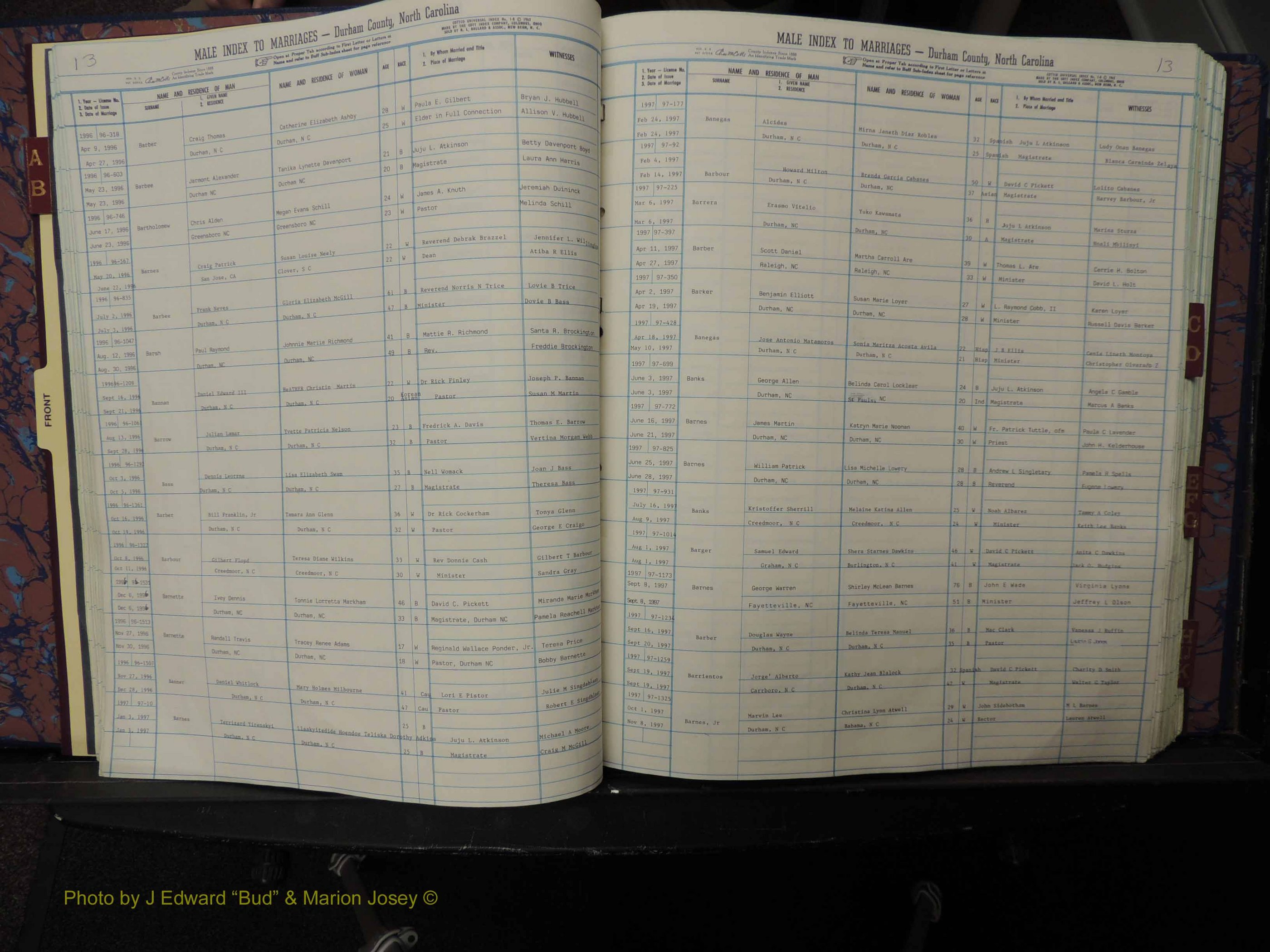 Durham Co, NC, Marriages, Male Index, A-K, 1993-1999 (124).JPG