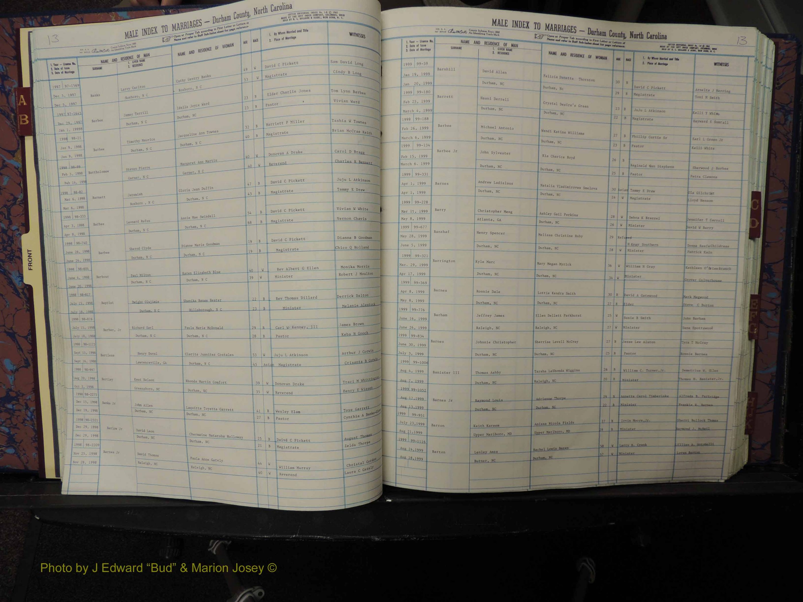 Durham Co, NC, Marriages, Male Index, A-K, 1993-1999 (125).JPG