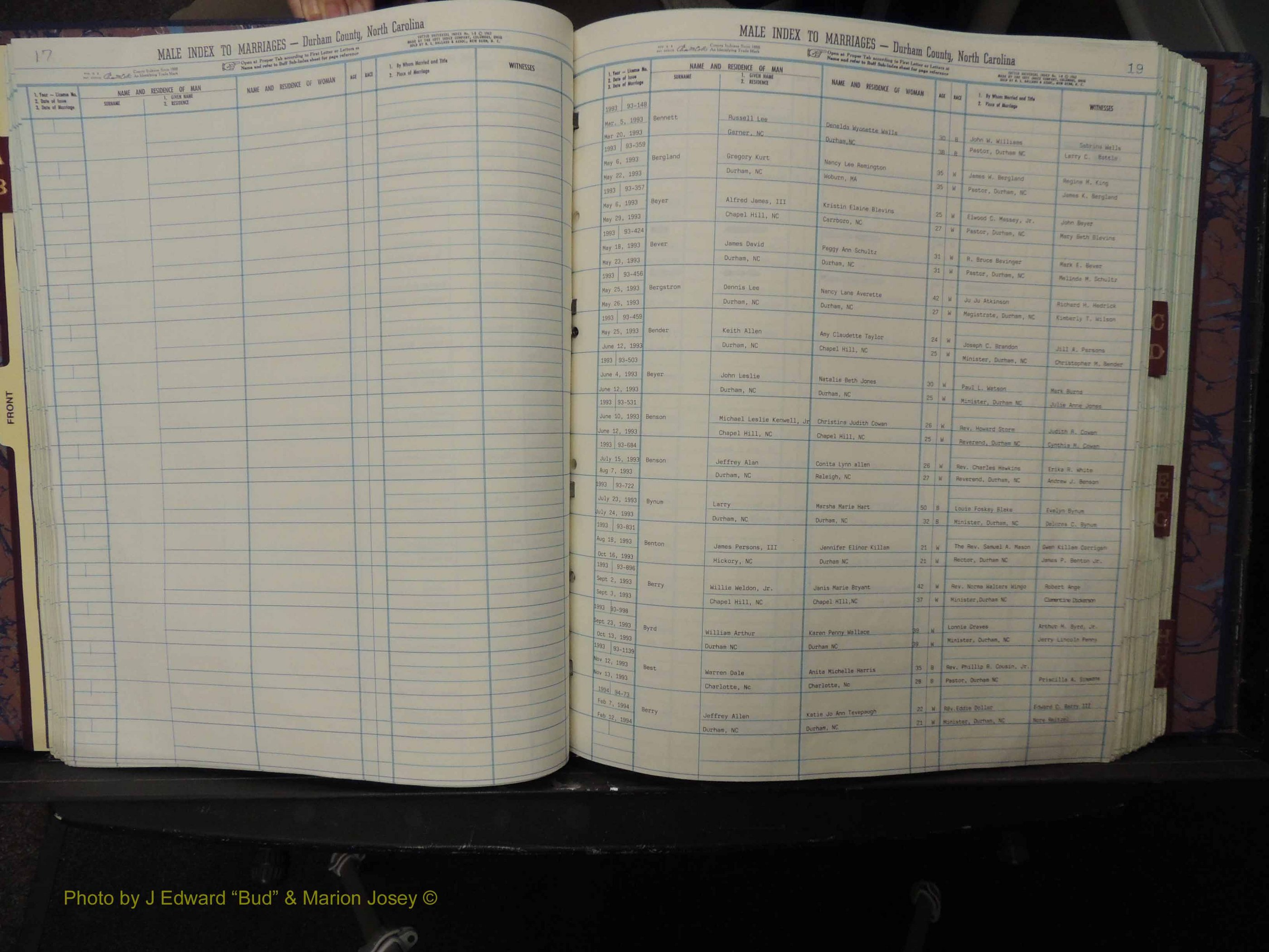 Durham Co, NC, Marriages, Male Index, A-K, 1993-1999 (132).JPG