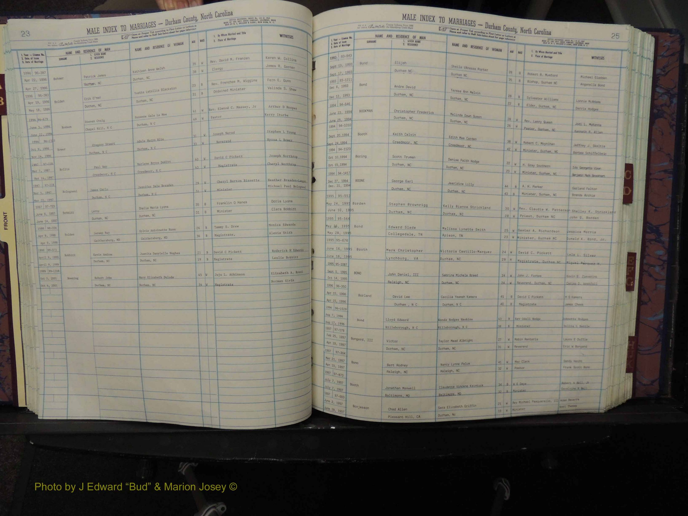 Durham Co, NC, Marriages, Male Index, A-K, 1993-1999 (140).JPG