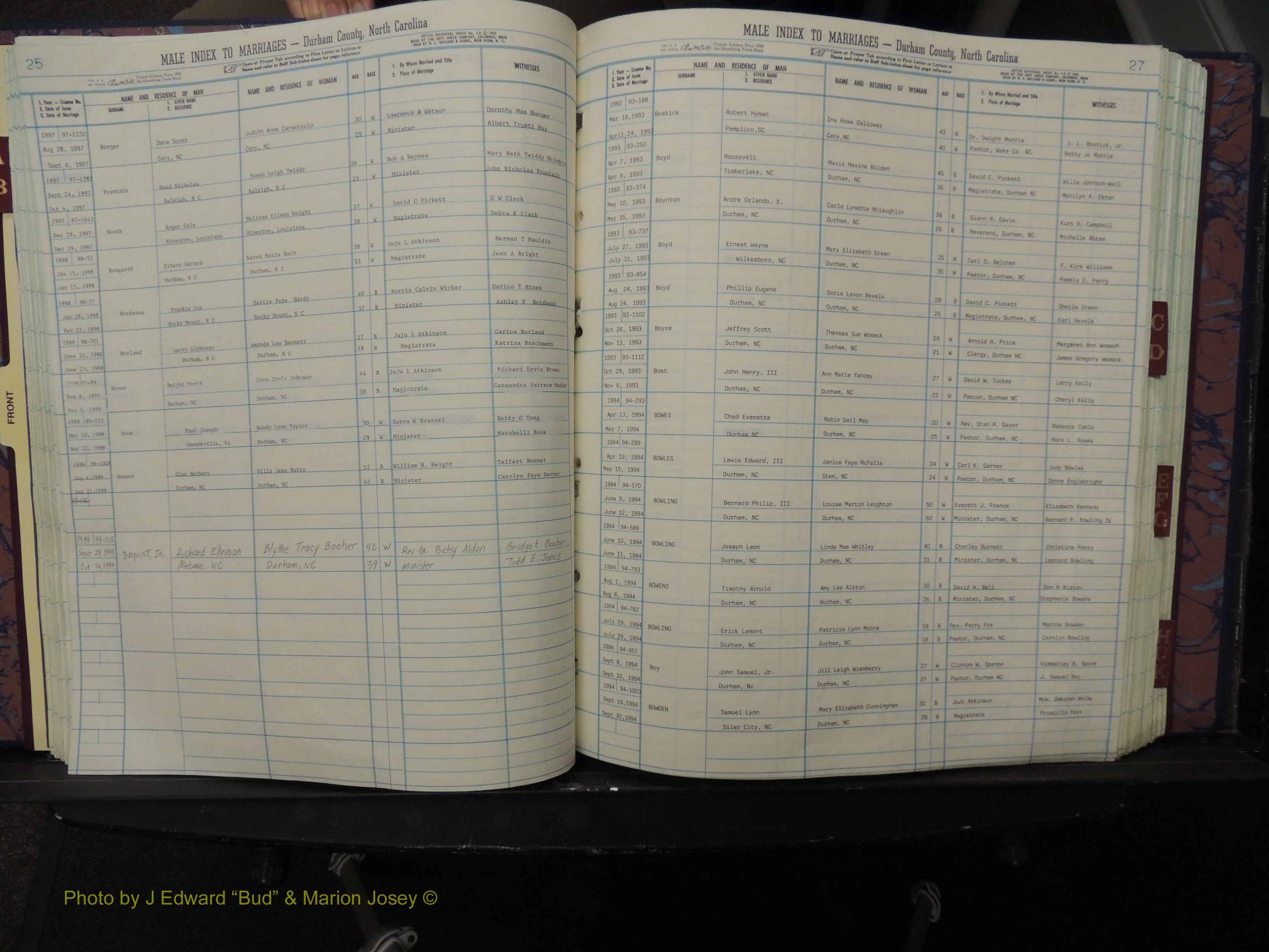 Durham Co, NC, Marriages, Male Index, A-K, 1993-1999 (141).JPG