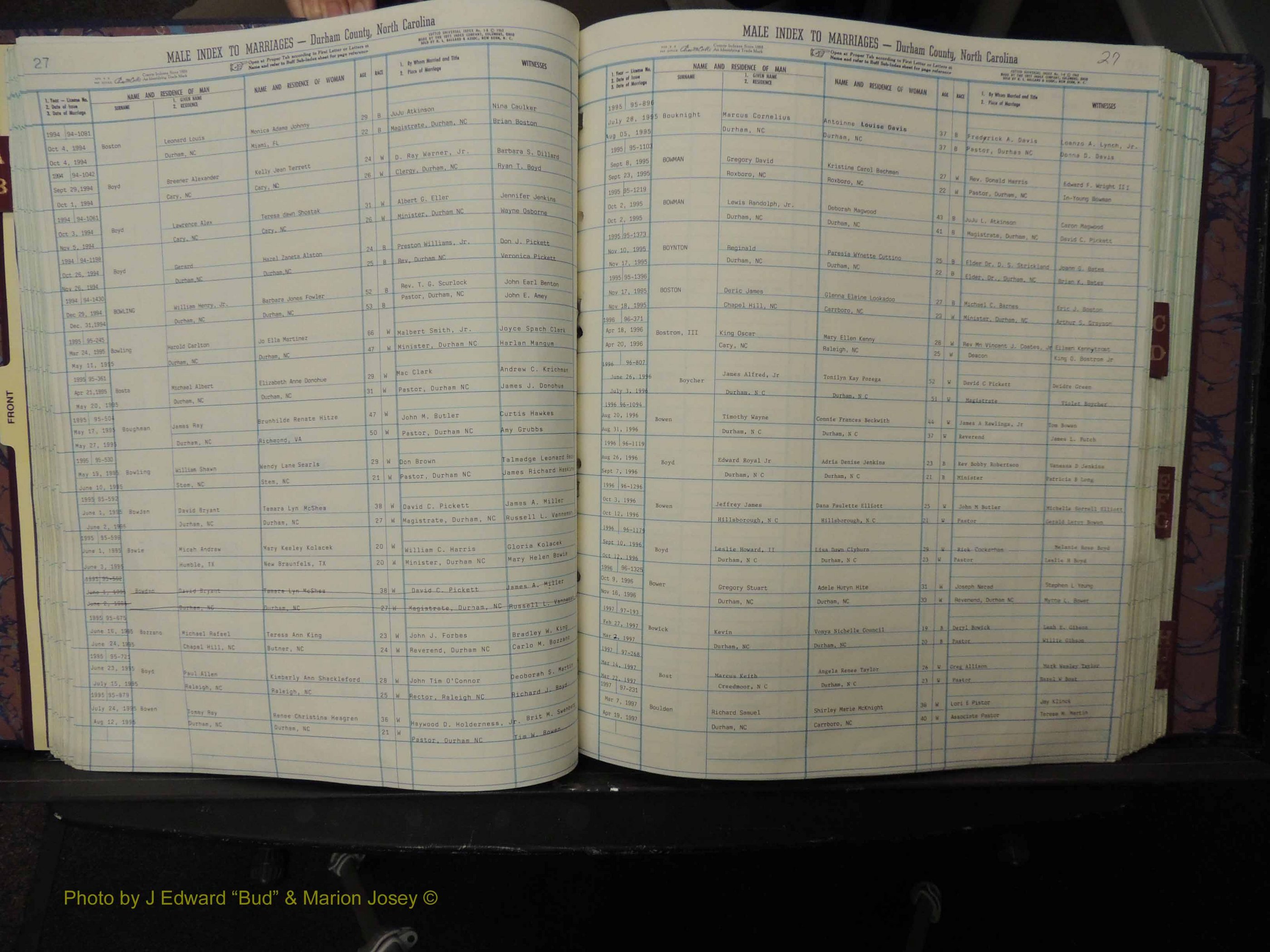 Durham Co, NC, Marriages, Male Index, A-K, 1993-1999 (142).JPG