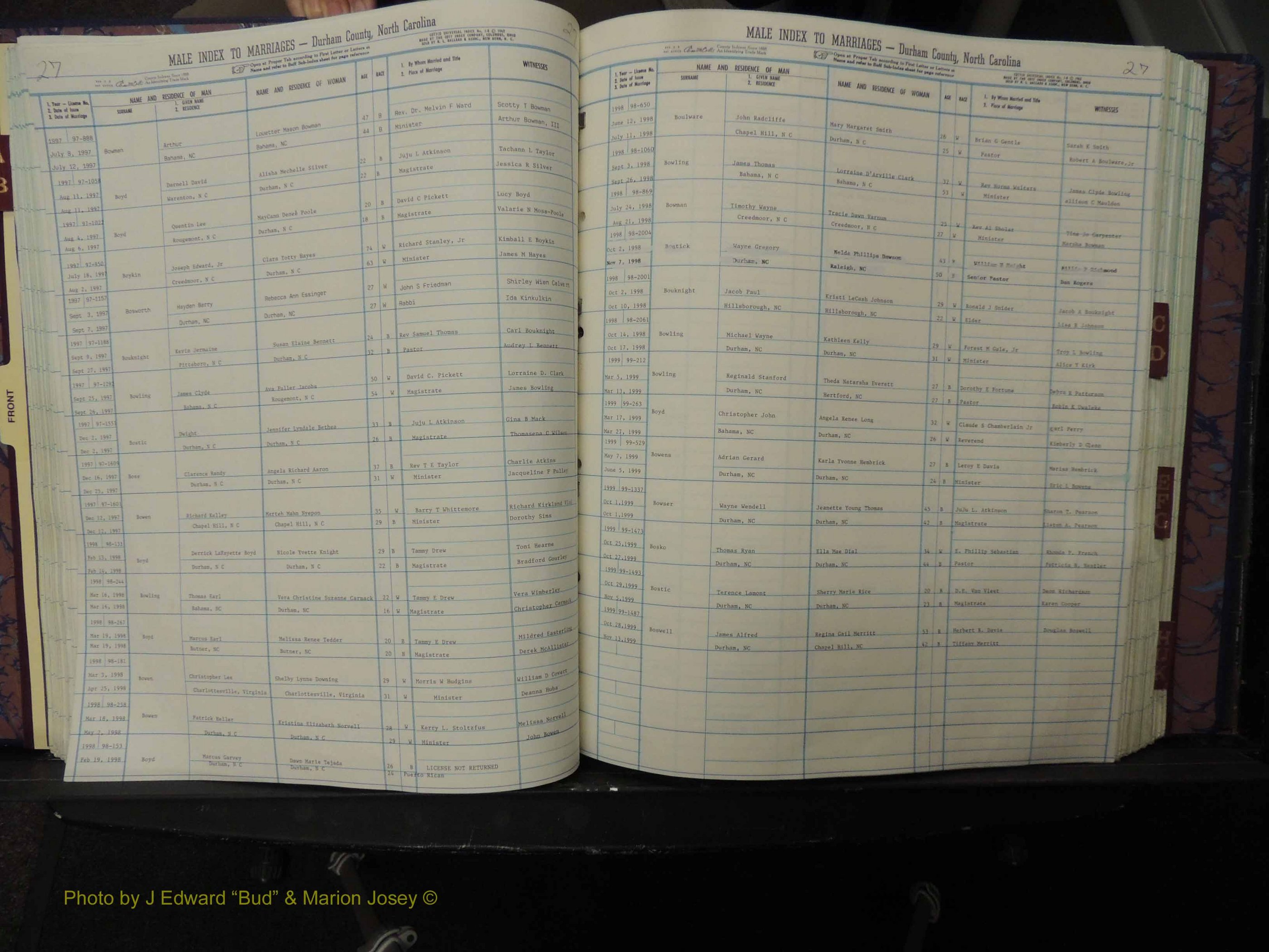 Durham Co, NC, Marriages, Male Index, A-K, 1993-1999 (143).JPG