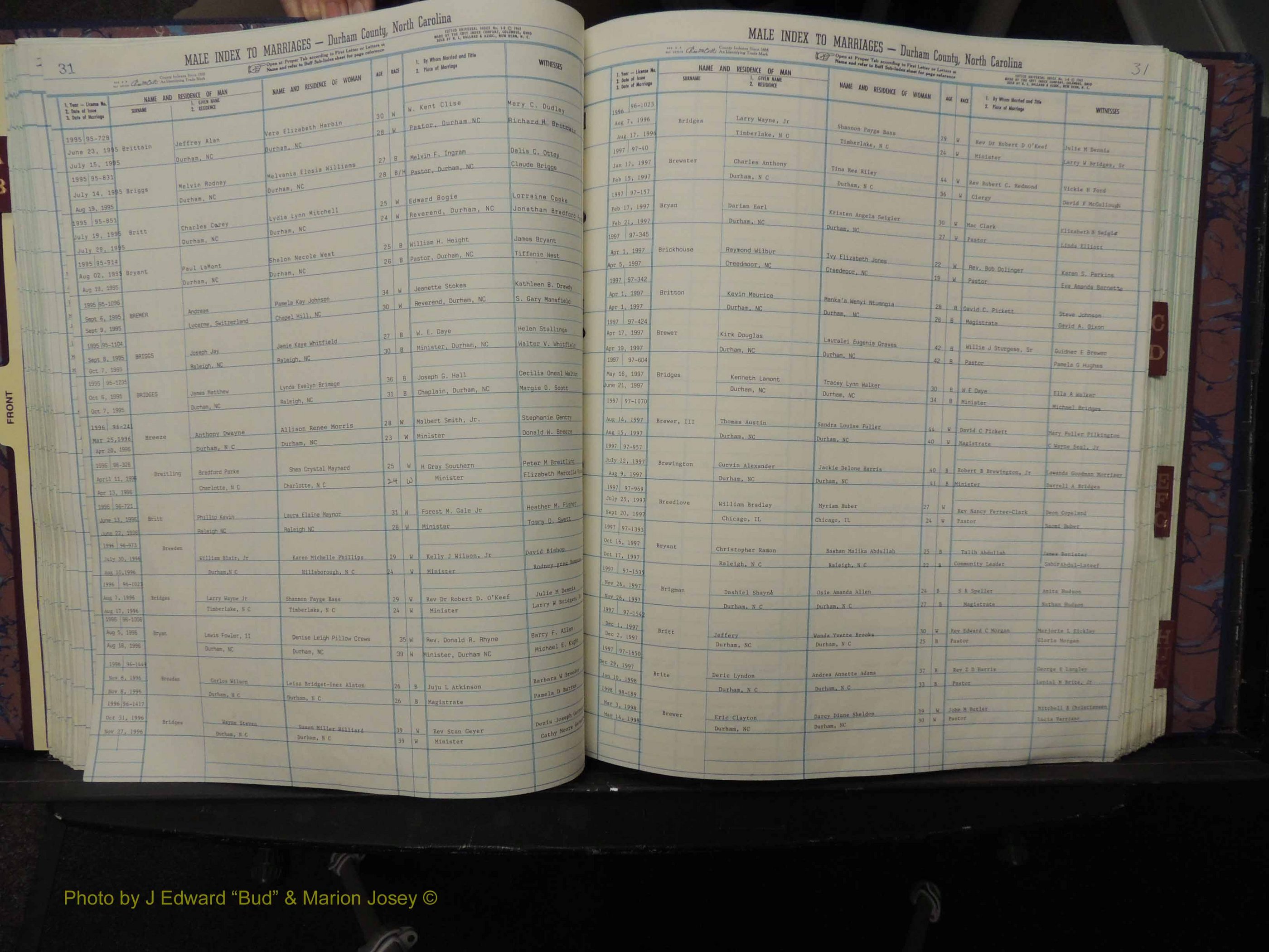 Durham Co, NC, Marriages, Male Index, A-K, 1993-1999 (147).JPG