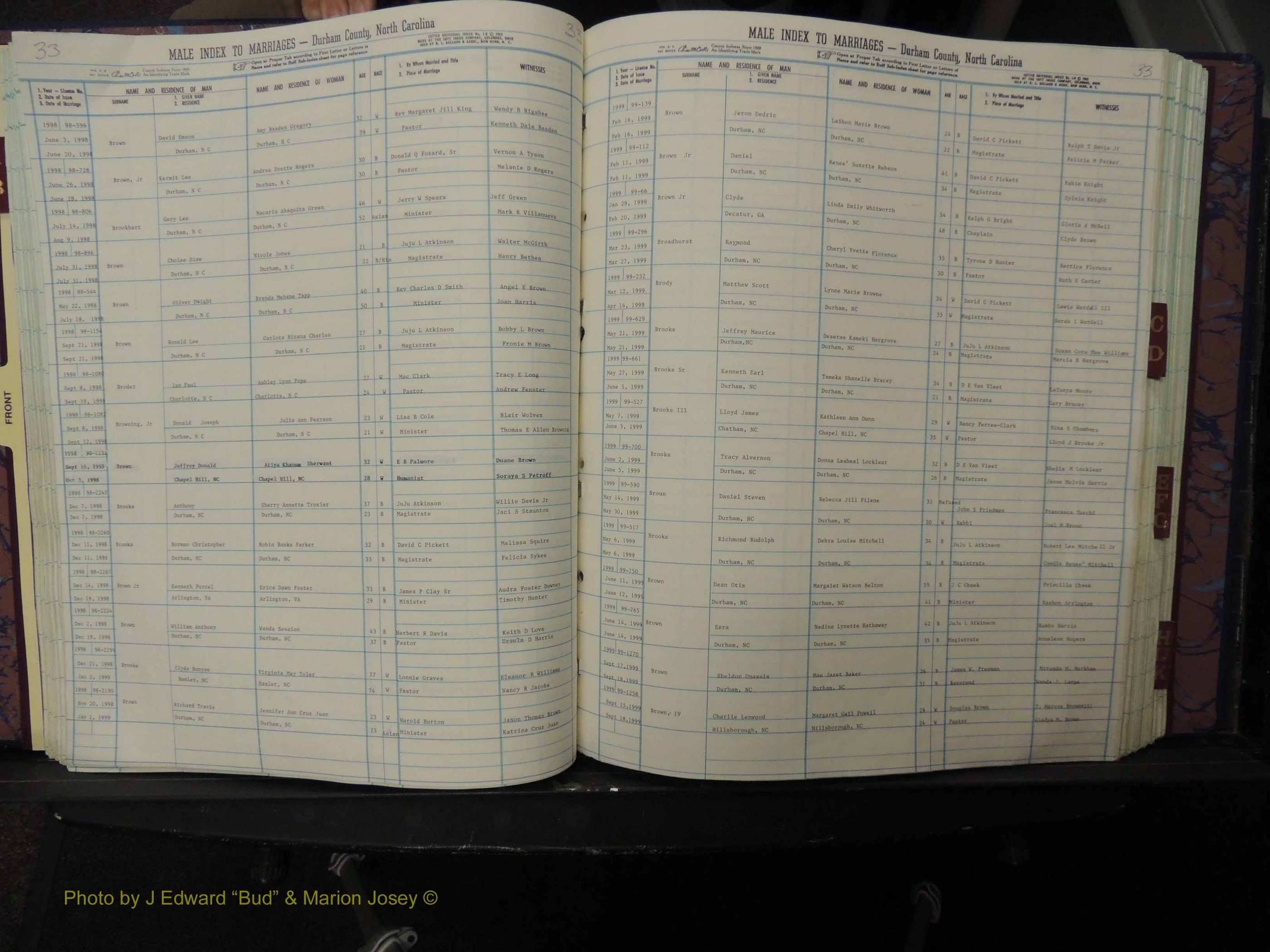 Durham Co, NC, Marriages, Male Index, A-K, 1993-1999 (153).JPG