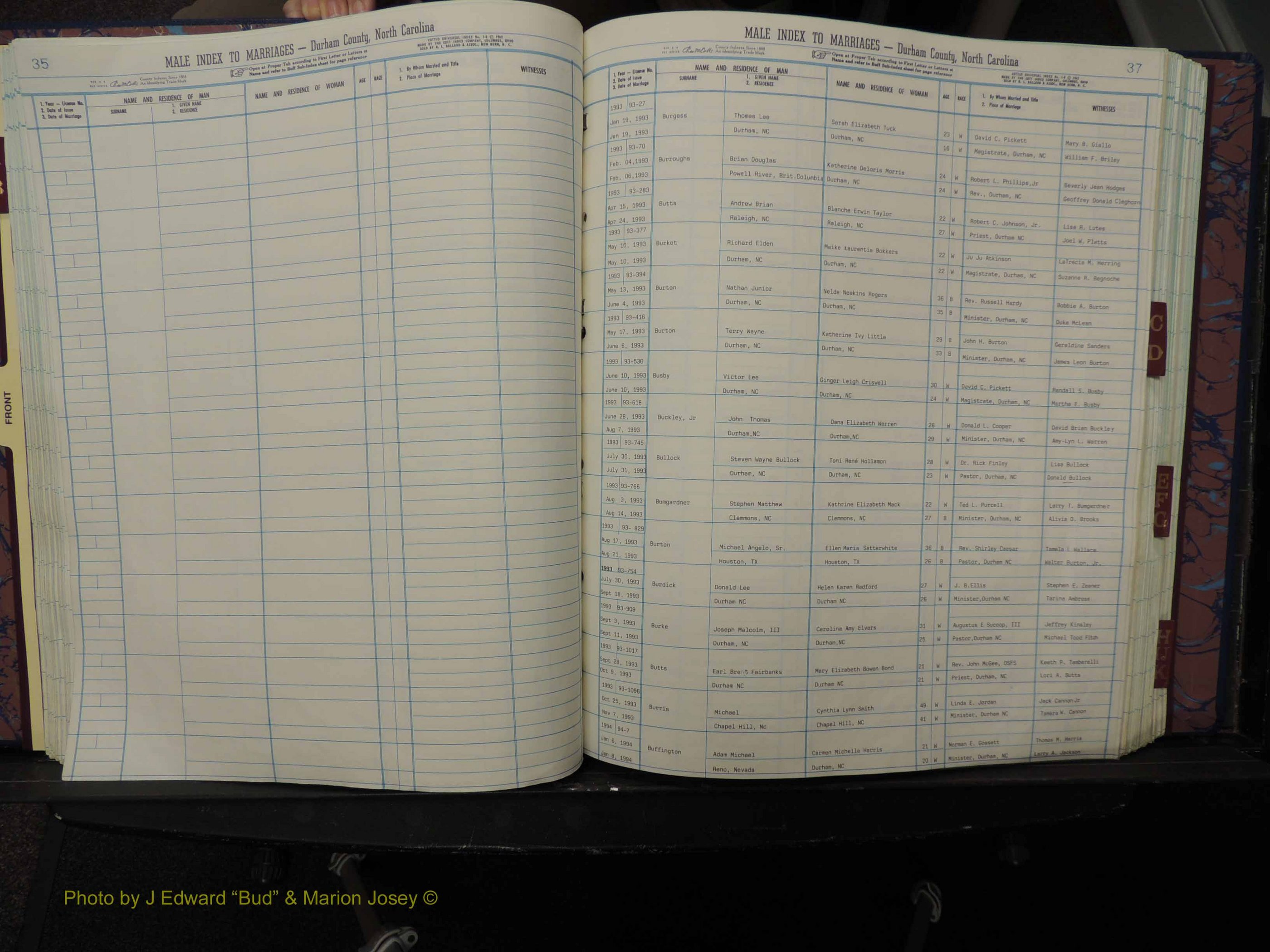 Durham Co, NC, Marriages, Male Index, A-K, 1993-1999 (155).JPG