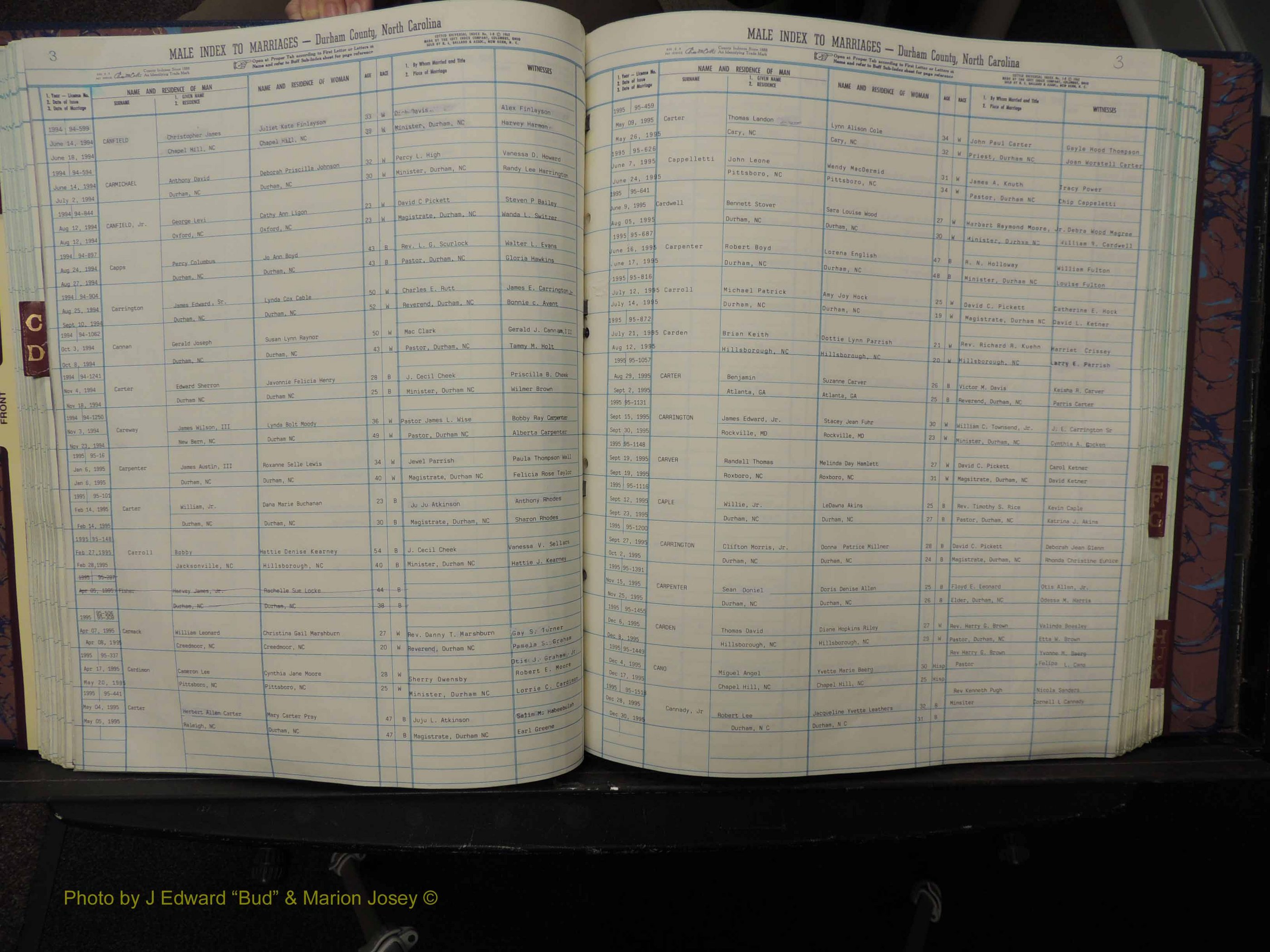 Durham Co, NC, Marriages, Male Index, A-K, 1993-1999 (165).JPG