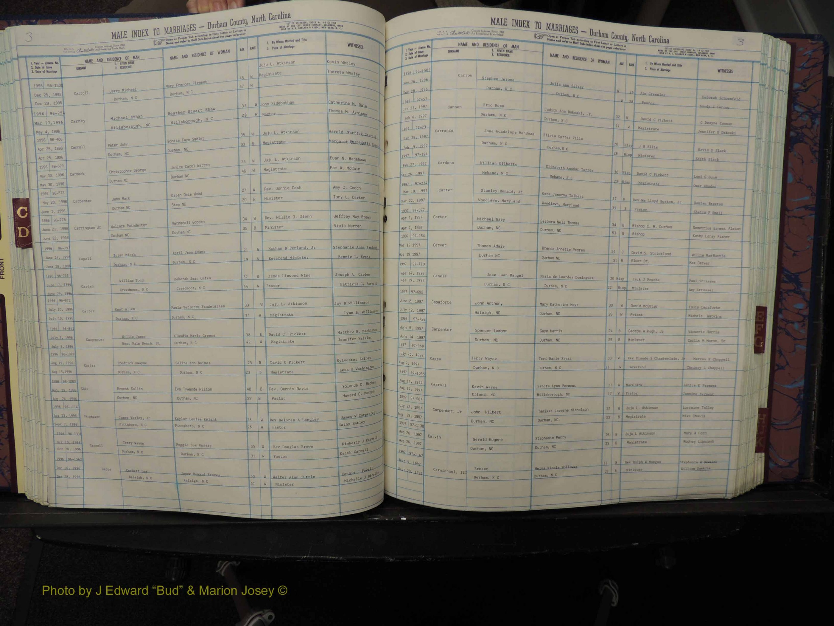 Durham Co, NC, Marriages, Male Index, A-K, 1993-1999 (166).JPG