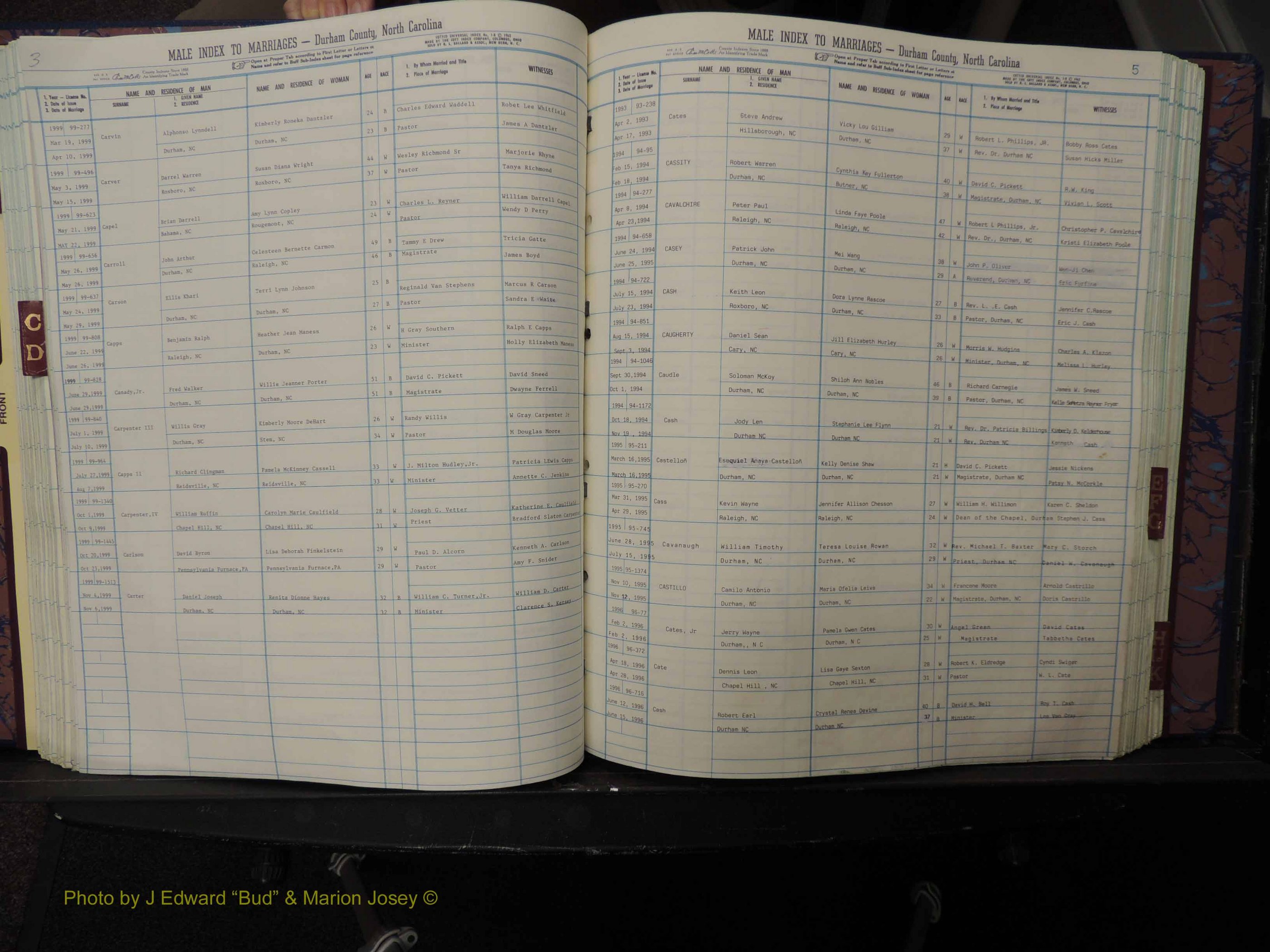 Durham Co, NC, Marriages, Male Index, A-K, 1993-1999 (168).JPG