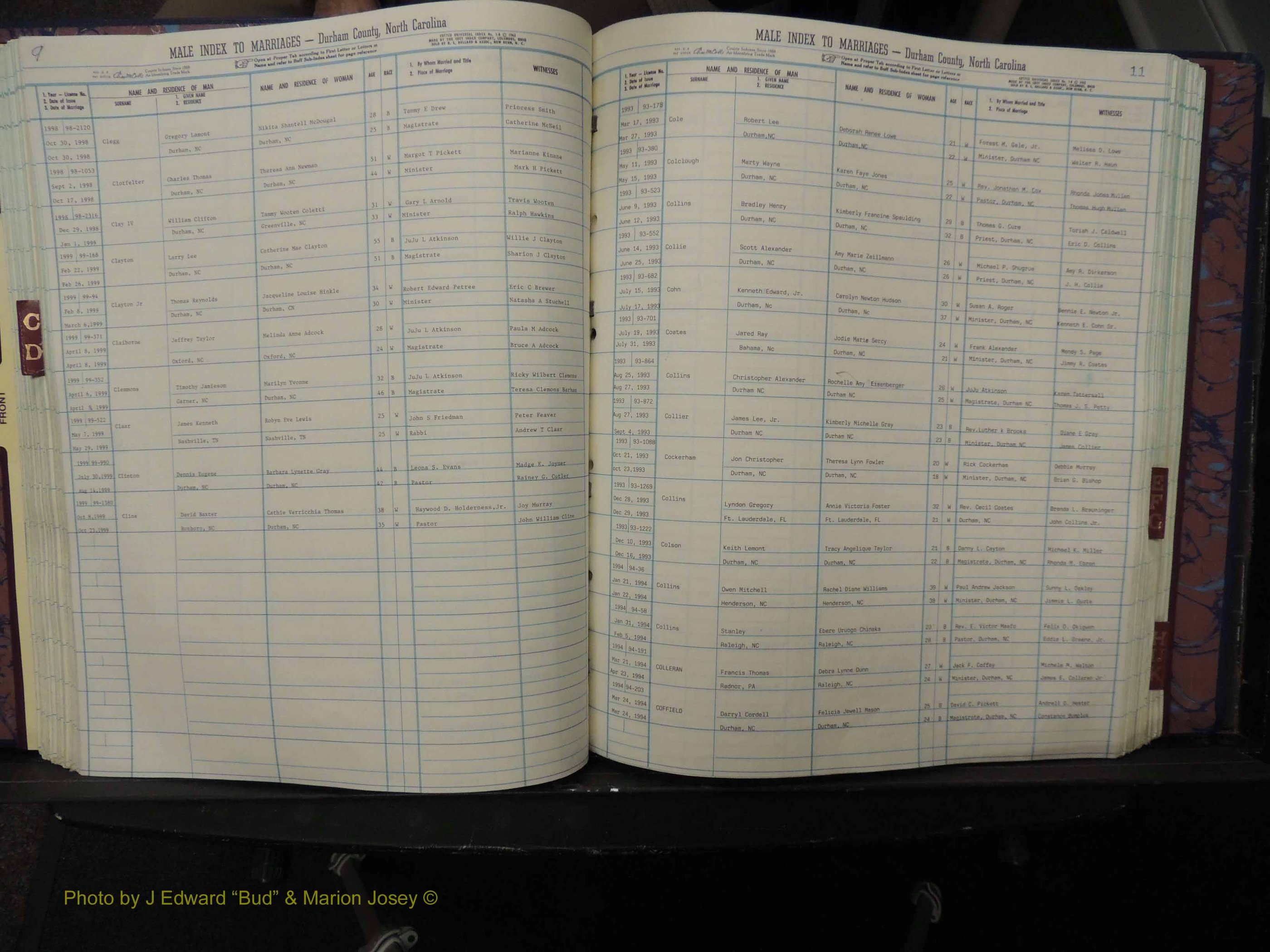 Durham Co, NC, Marriages, Male Index, A-K, 1993-1999 (178).JPG