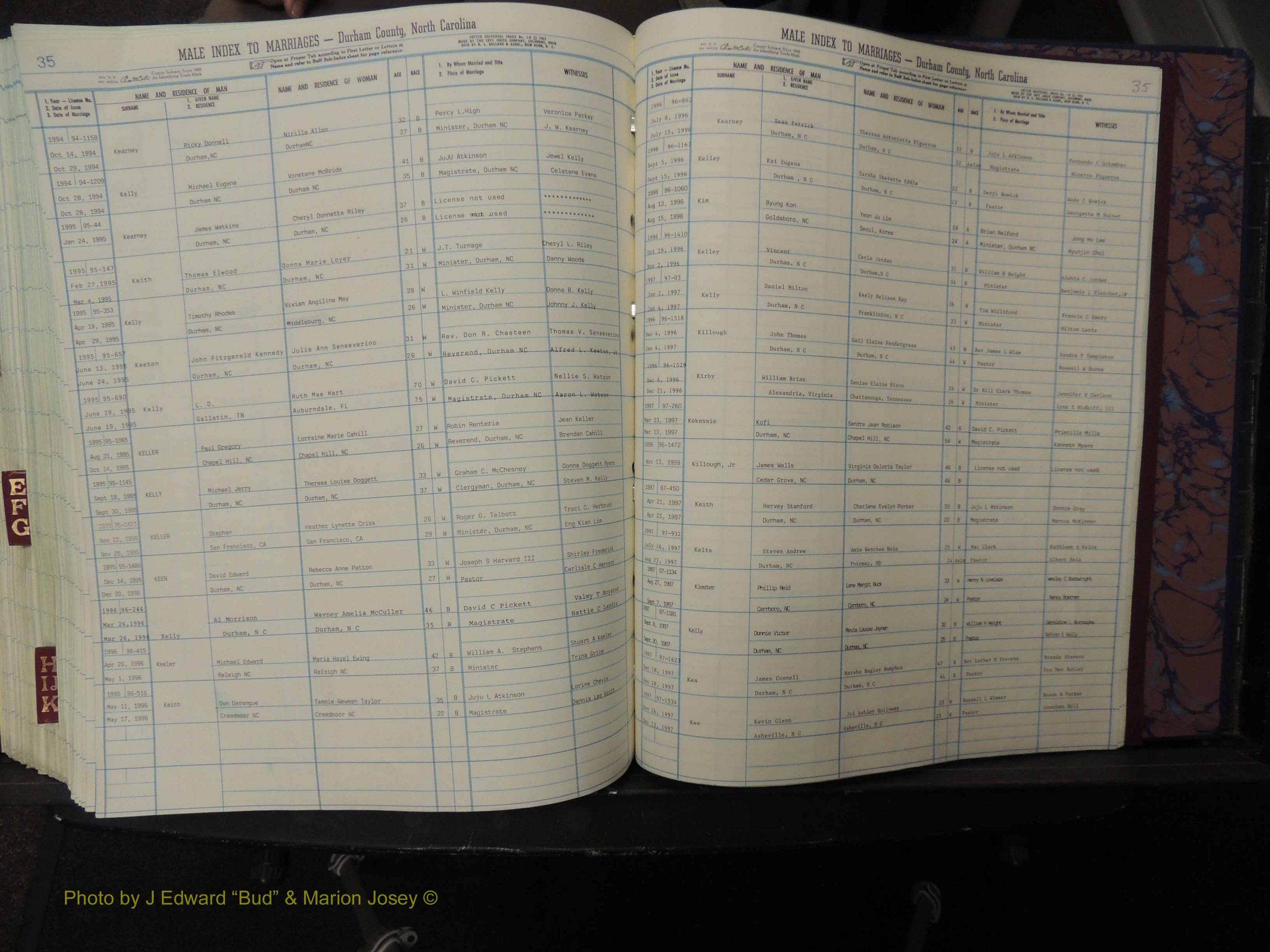 Durham Co, NC, Marriages, Male Index, A-K, 1993-1999 (325).JPG