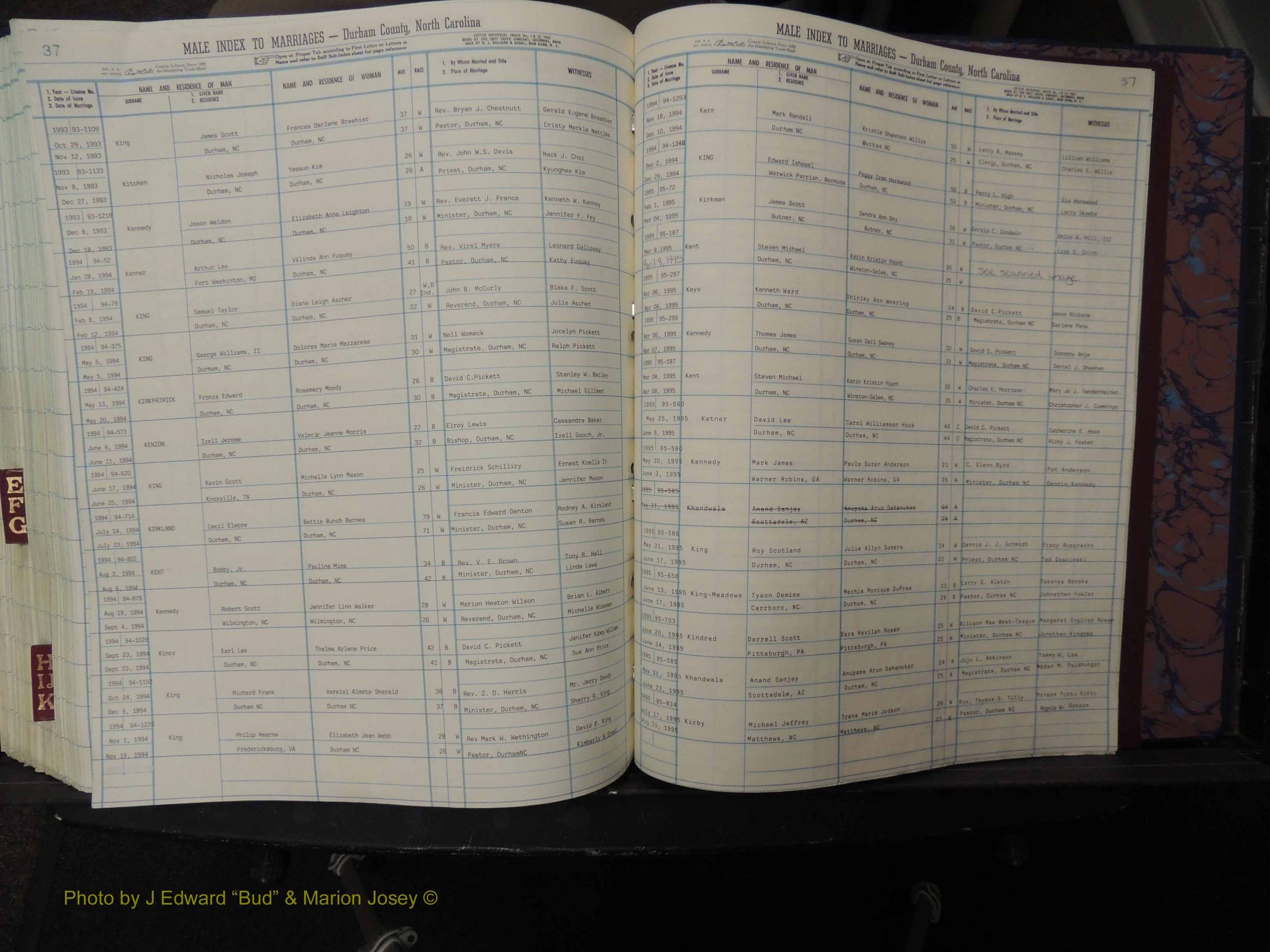 Durham Co, NC, Marriages, Male Index, A-K, 1993-1999 (327).JPG