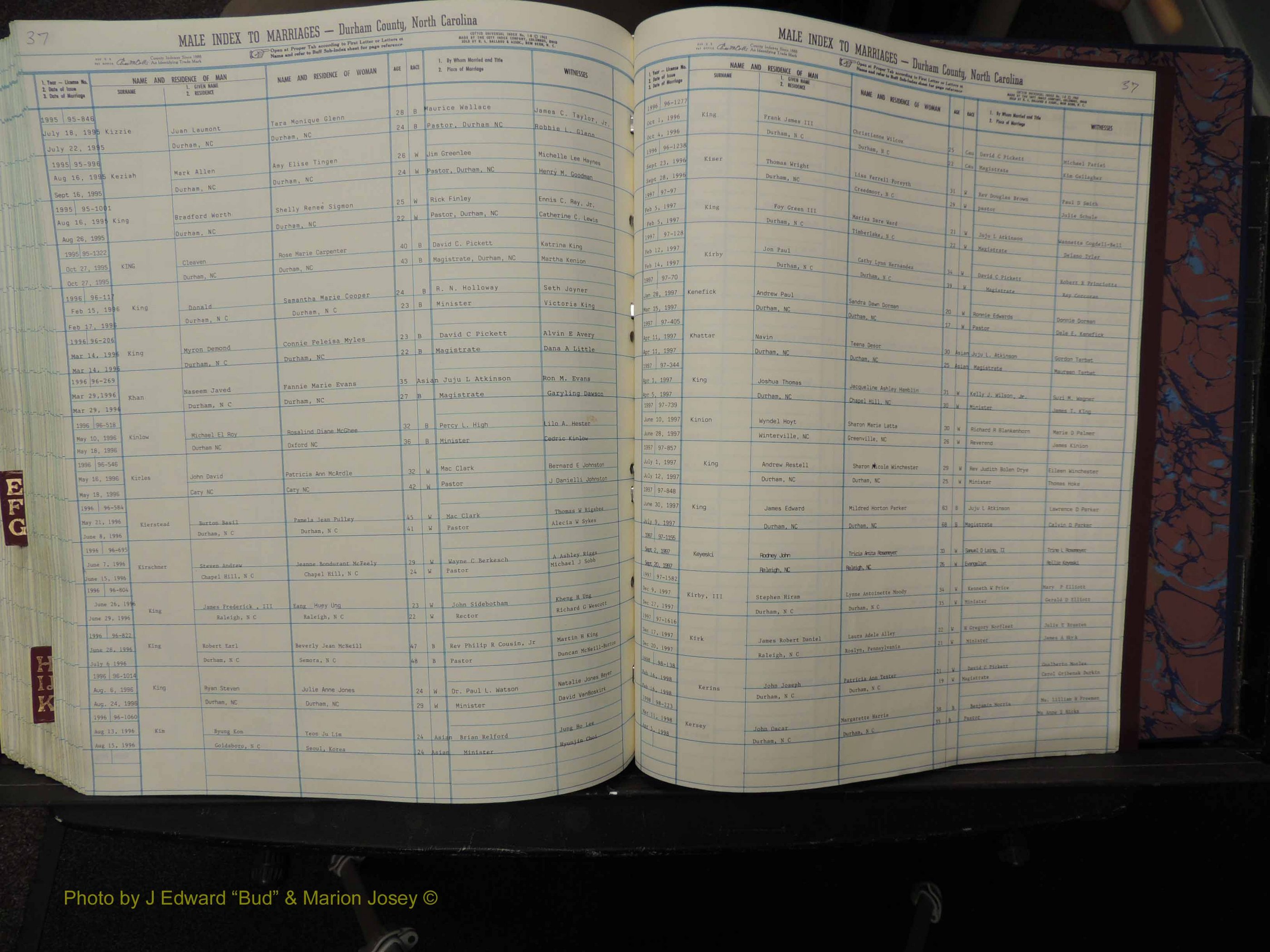 Durham Co, NC, Marriages, Male Index, A-K, 1993-1999 (328).JPG